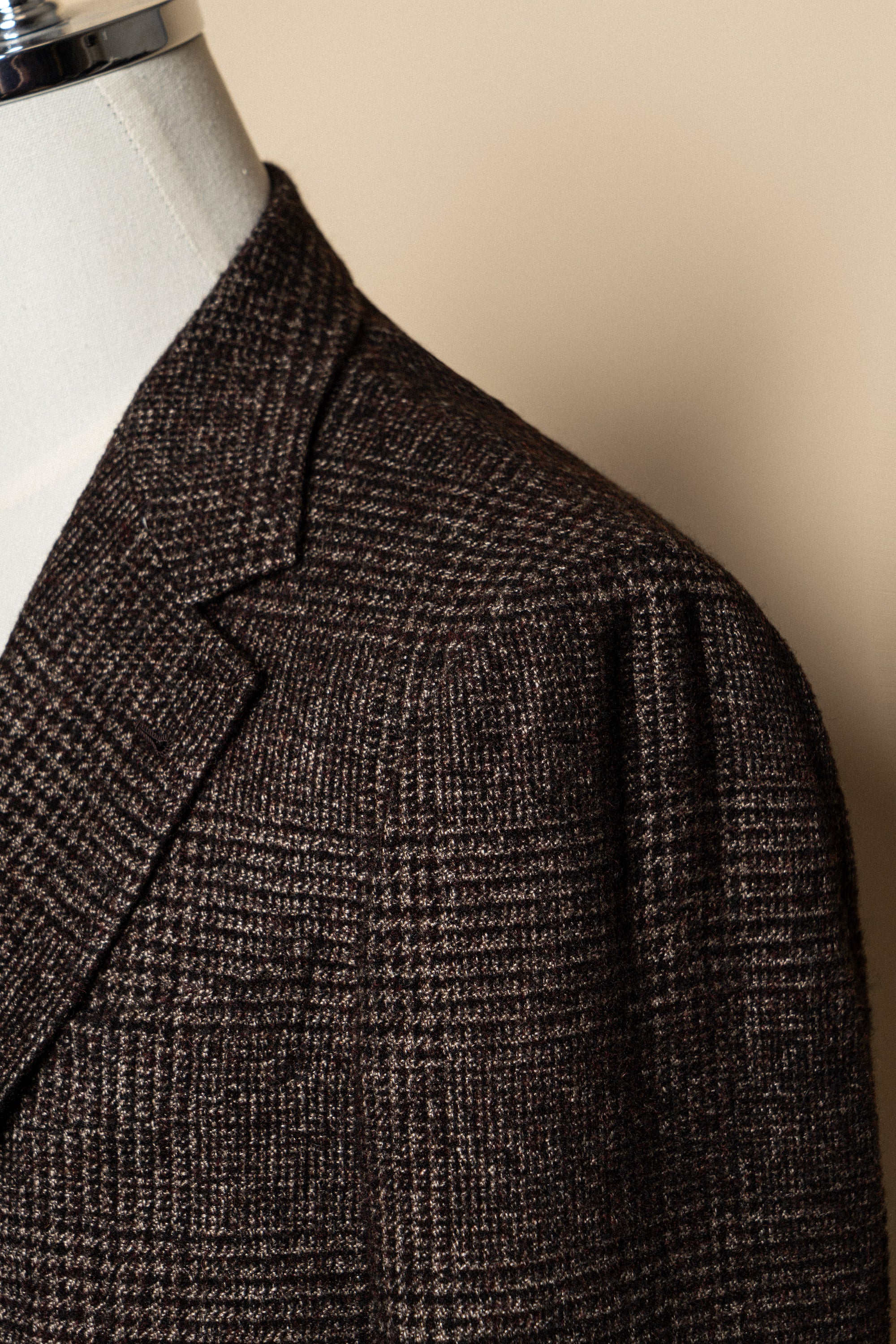 MTO Dark Brown Glen Check Camel Hair Silk Cashmere Jacket #369