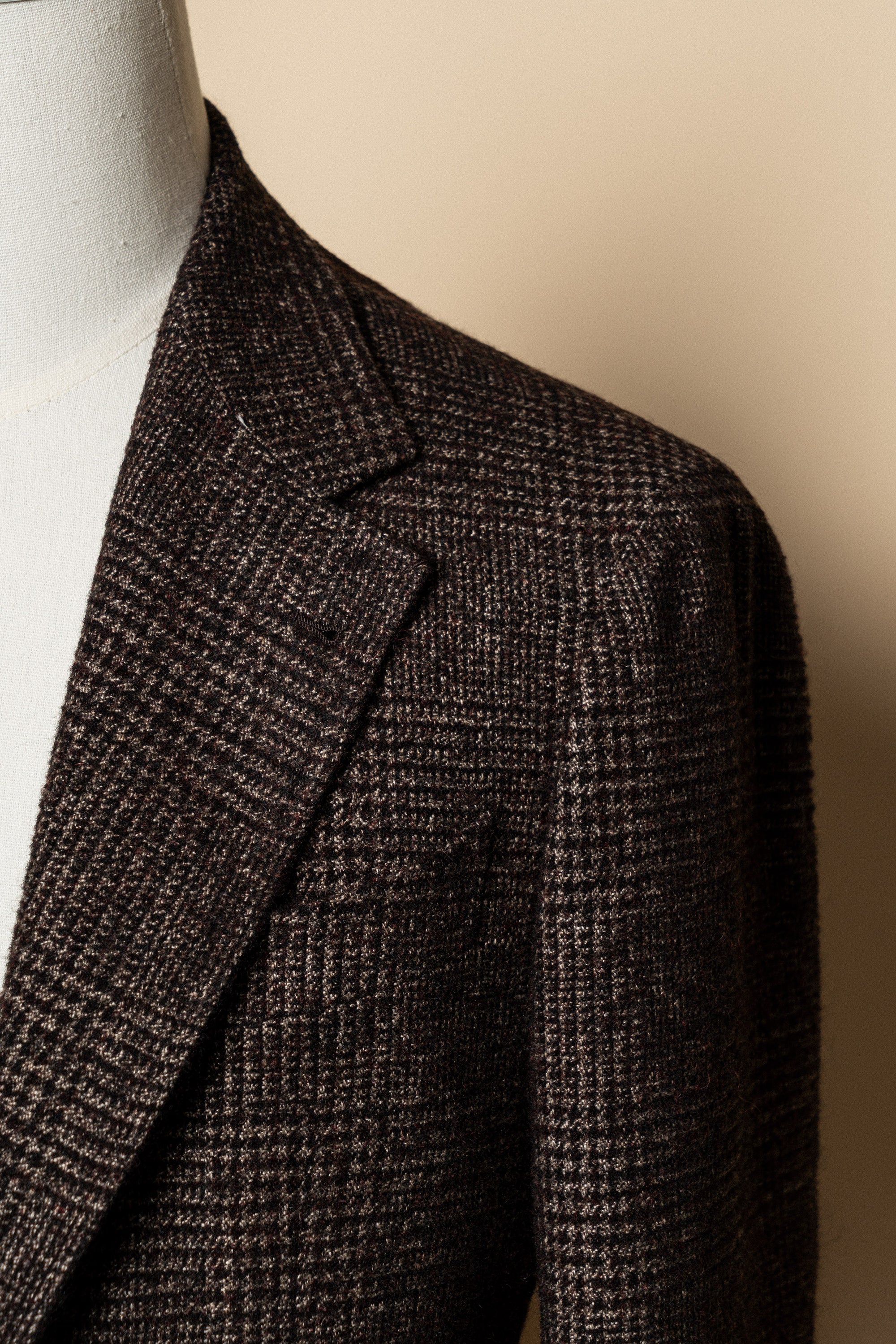 MTO Dark Brown Glen Check Camel Hair Silk Cashmere Jacket #369