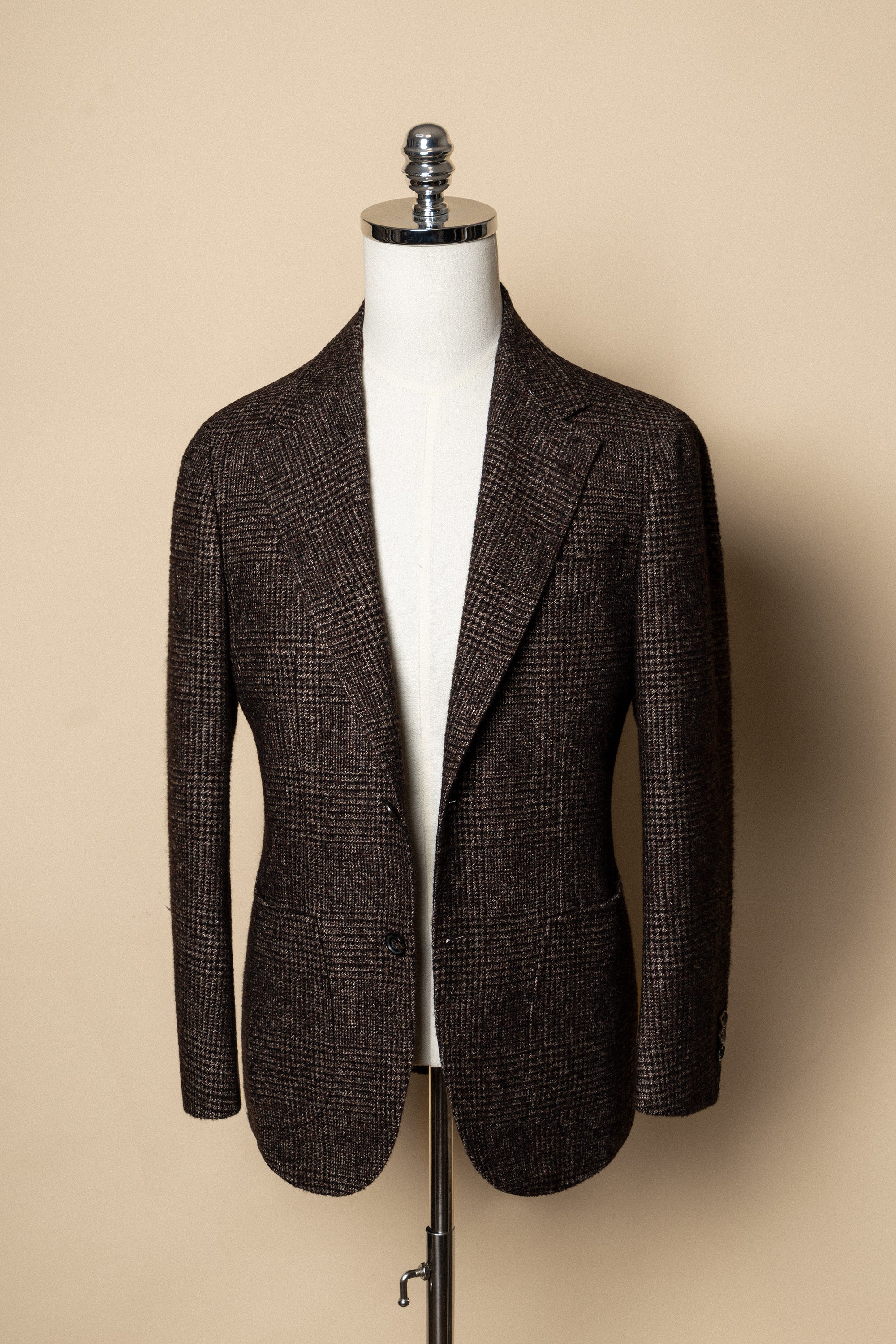 MTO Dark Brown Glen Check Camel Hair Silk Cashmere Jacket #369