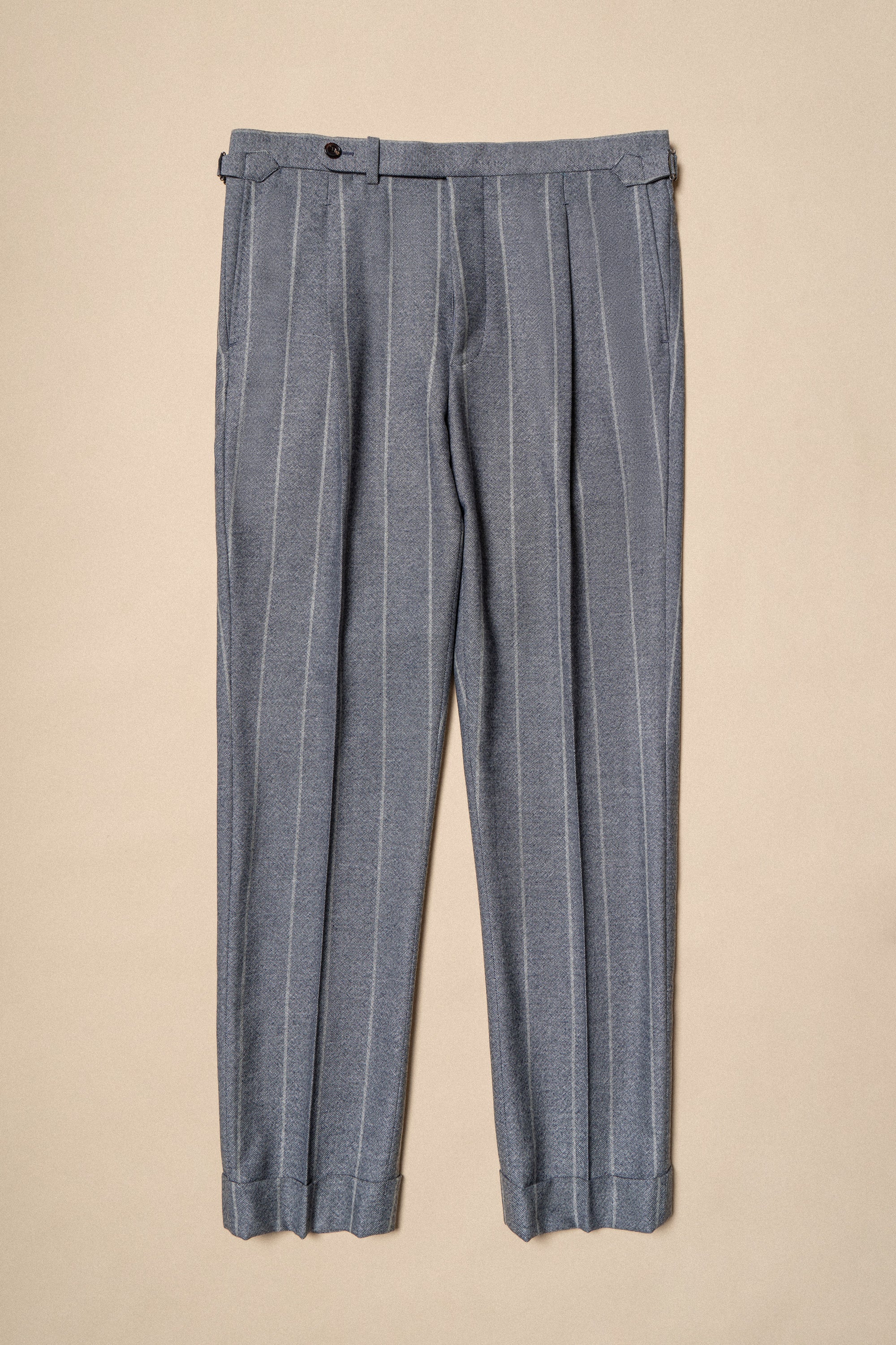 MTO Steel Blue Stripe Flannel Suit #374