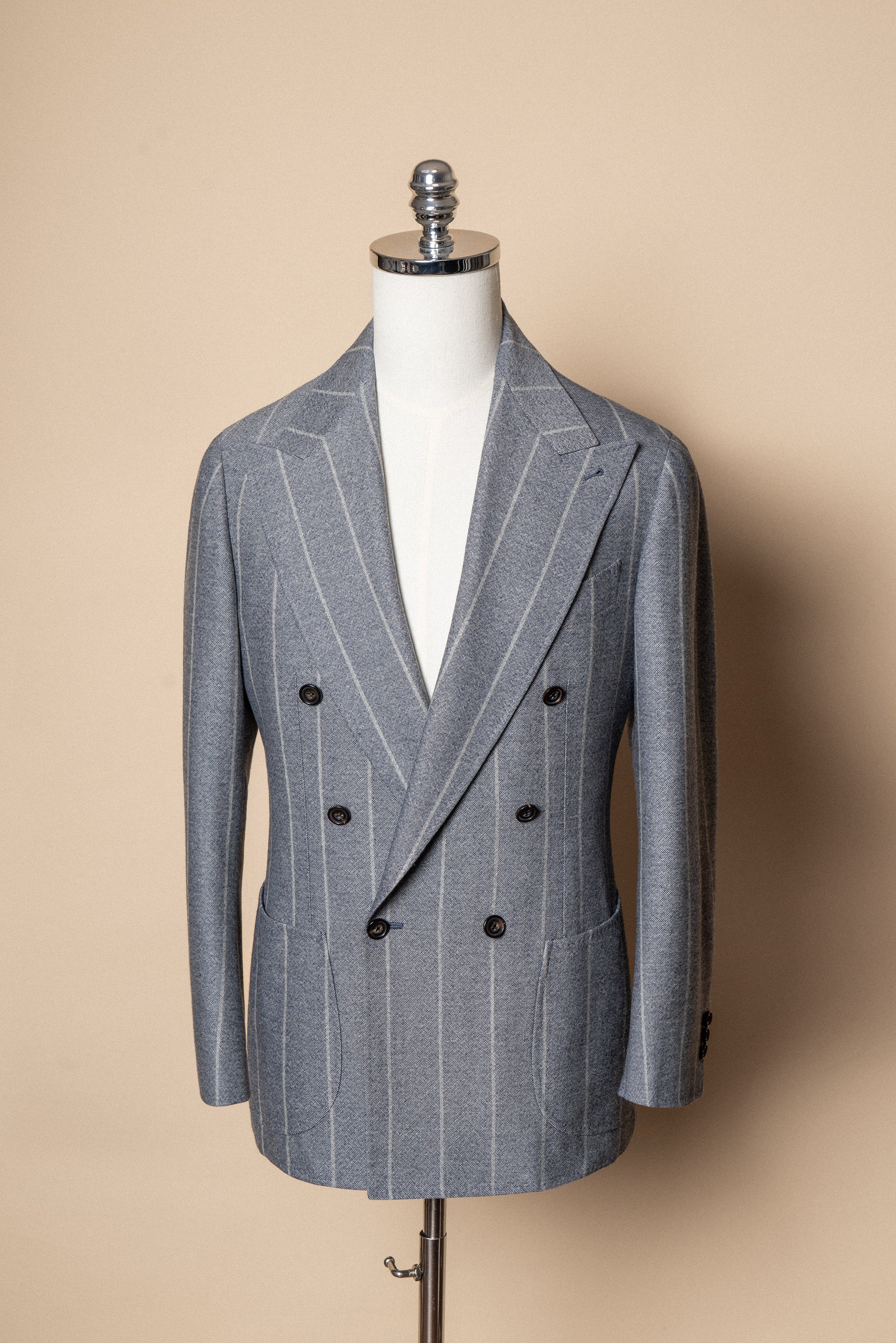 MTO Steel Blue Stripe Flannel Suit #374