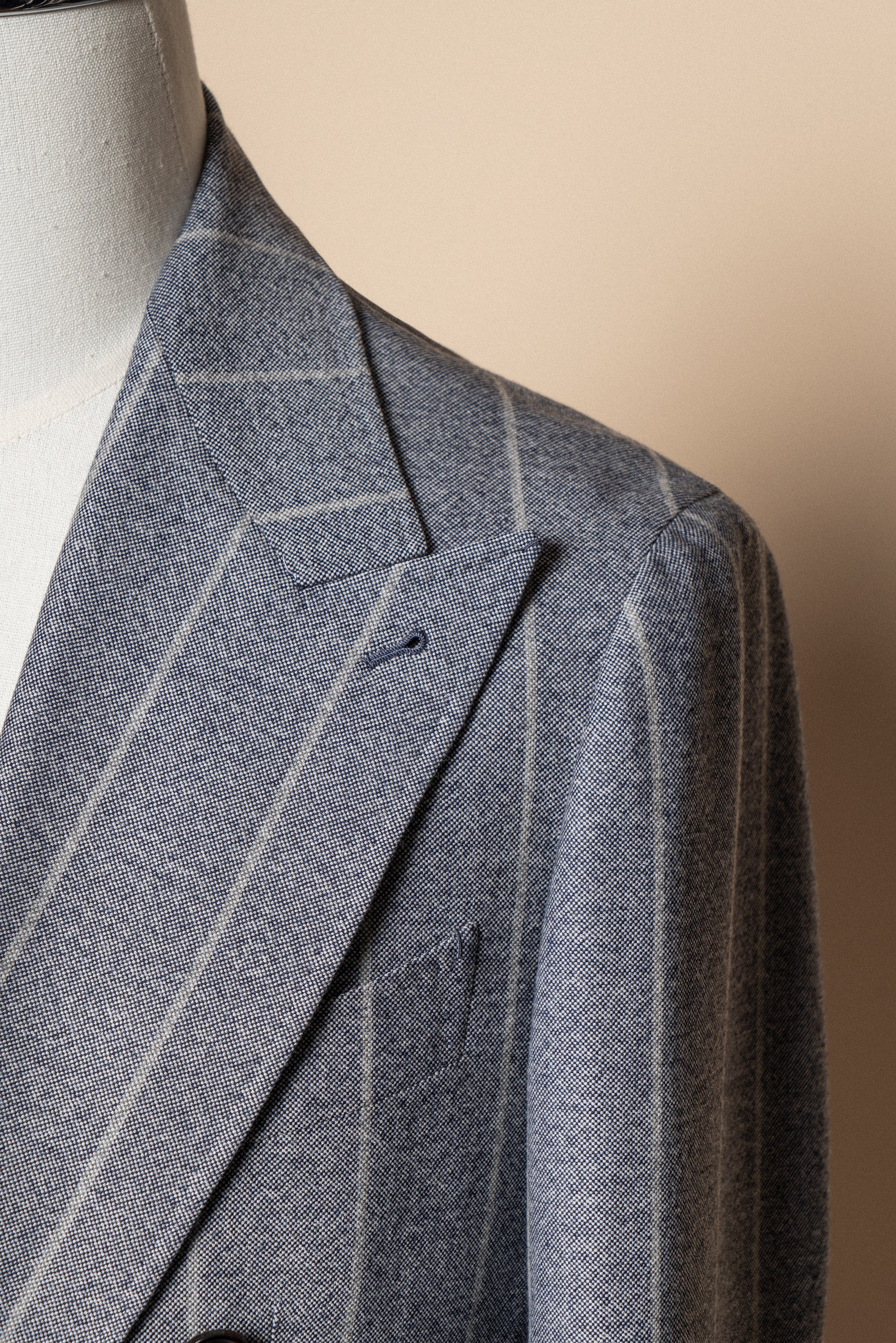 MTO Steel Blue Stripe Flannel Suit #374