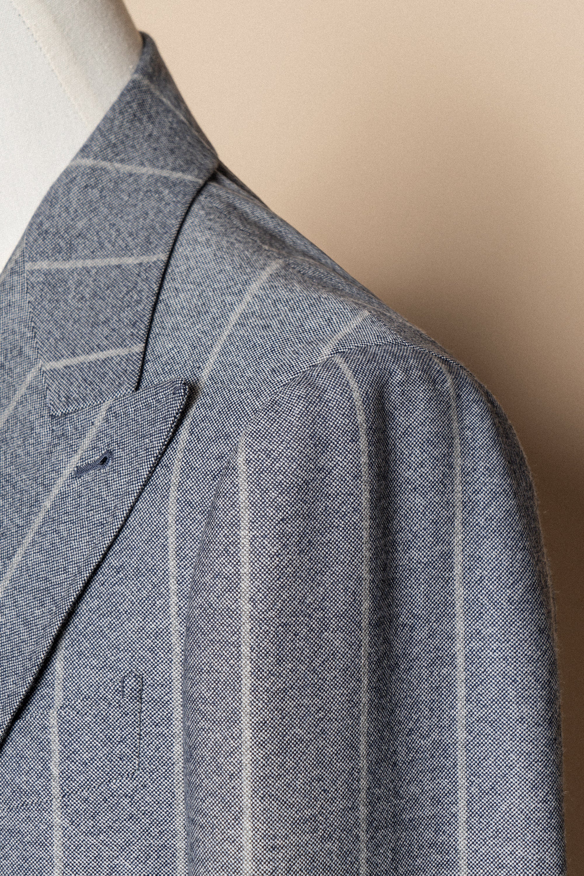 MTO Steel Blue Stripe Flannel Suit #374