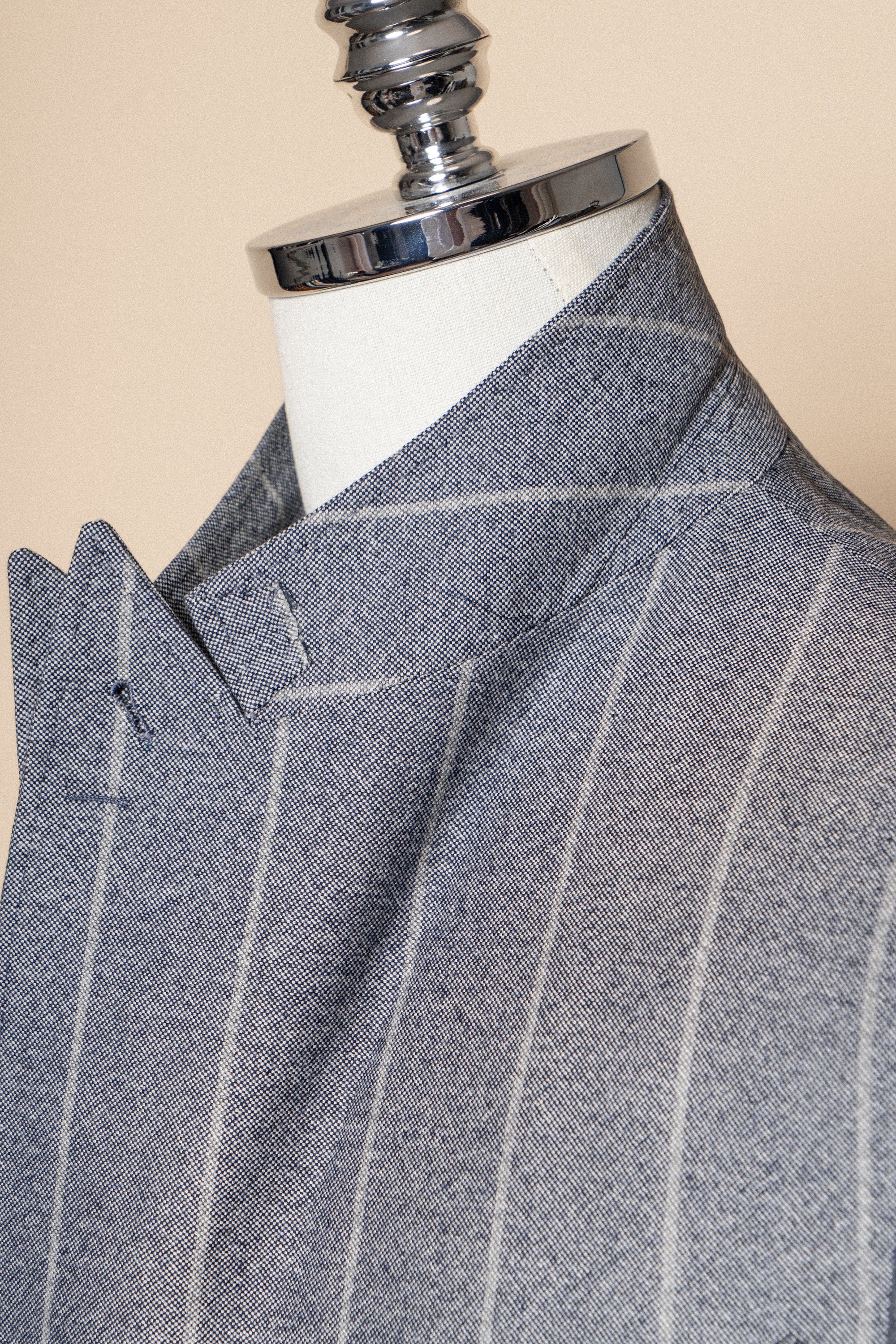 MTO Steel Blue Stripe Flannel Suit #374