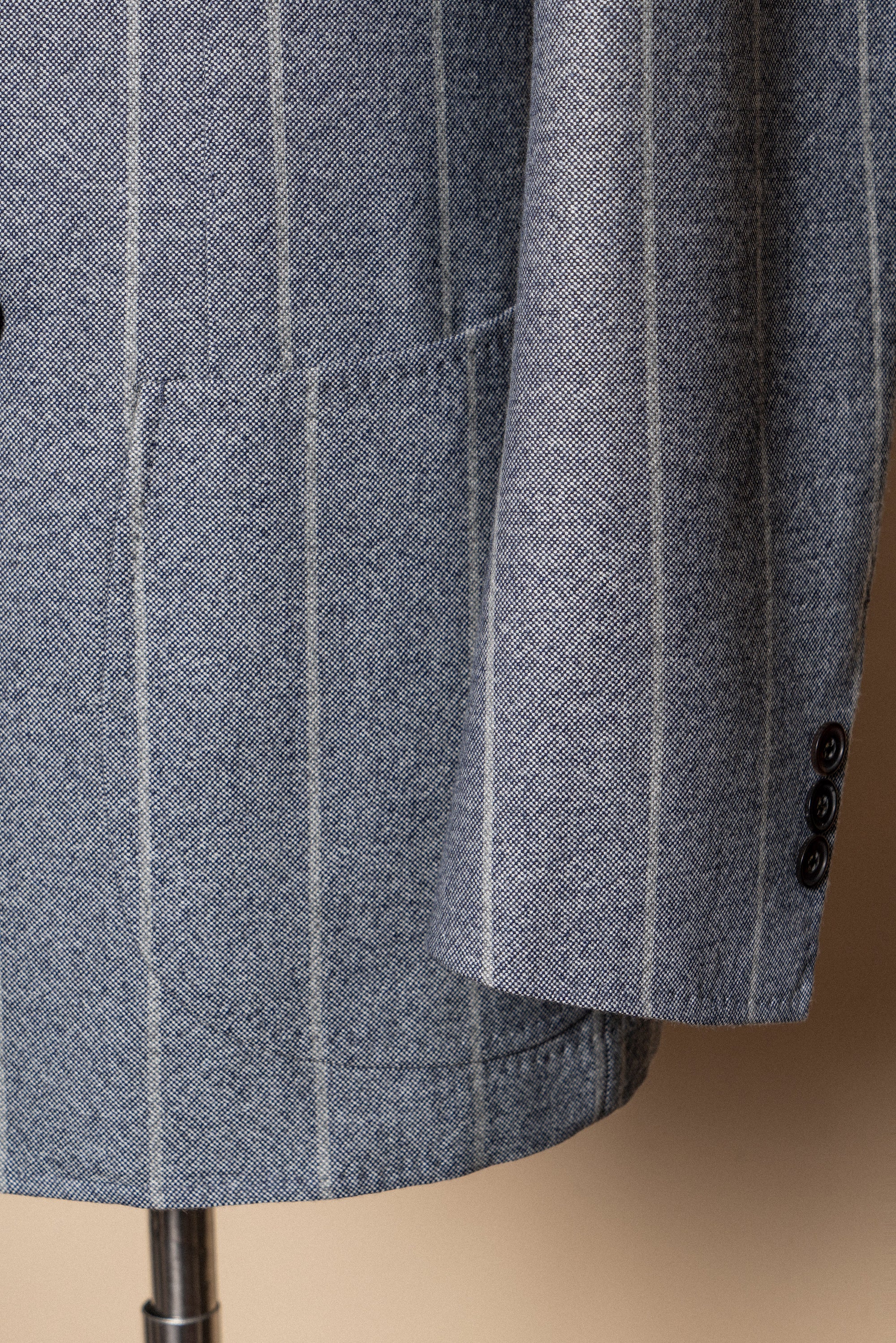 MTO Steel Blue Stripe Flannel Suit #374