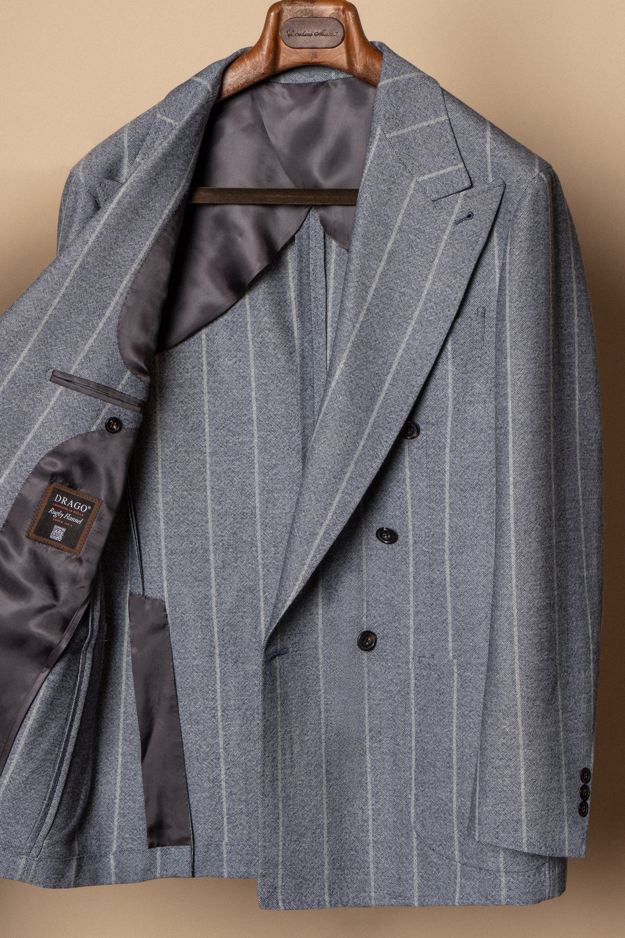 MTO Steel Blue Stripe Flannel Suit #374