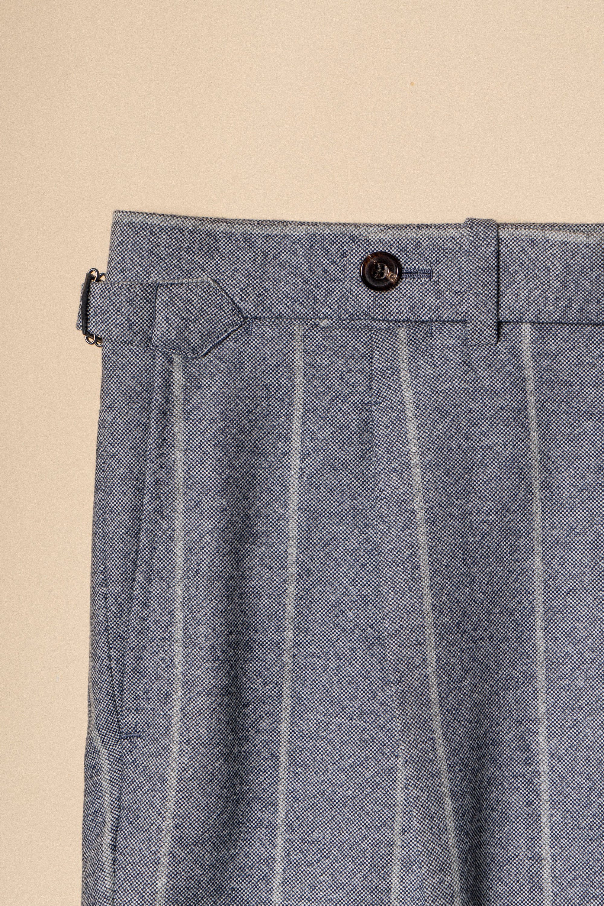 MTO Steel Blue Stripe Flannel Suit #374