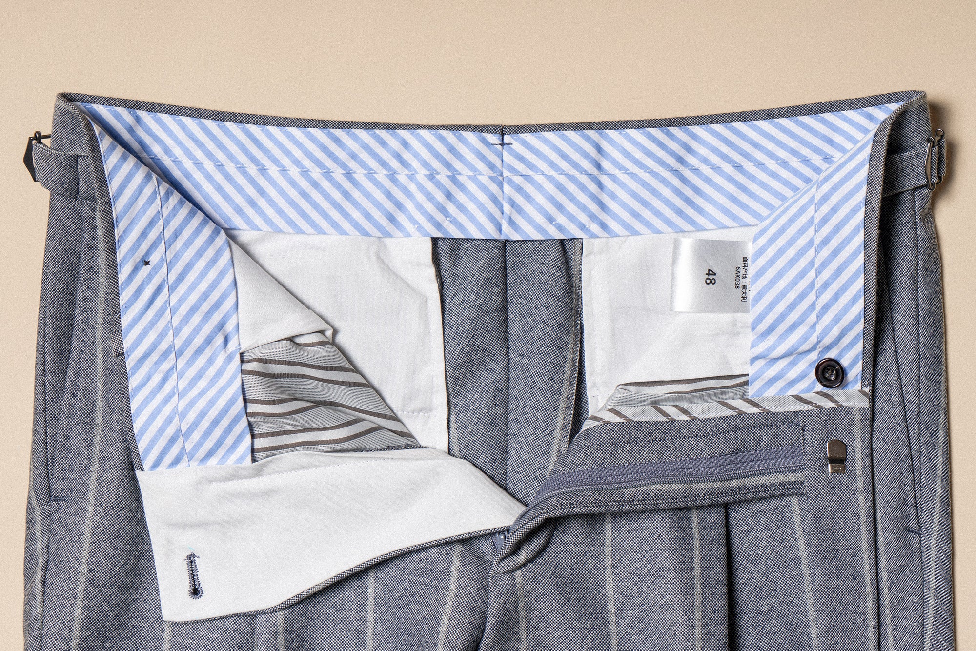 MTO Steel Blue Stripe Flannel Suit #374