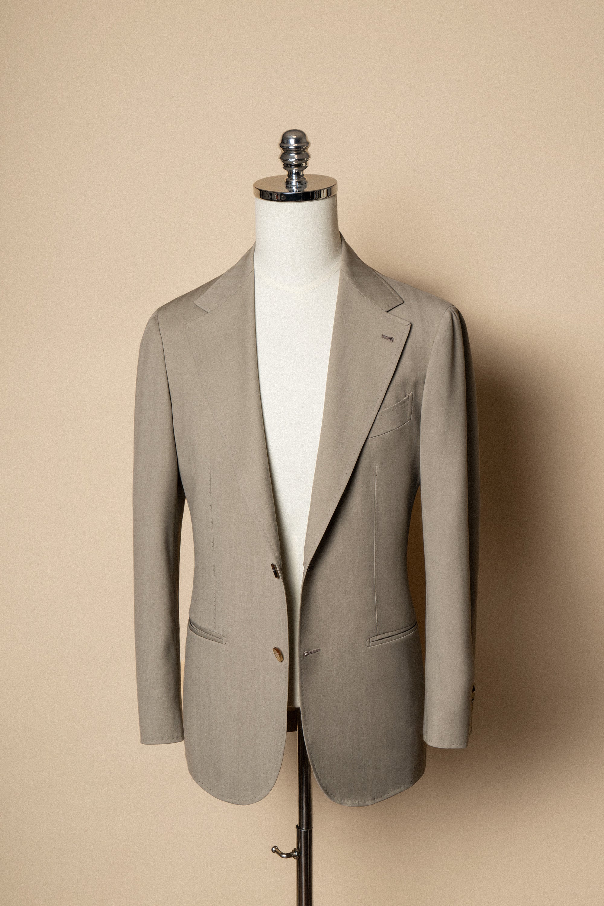 MTO Khaki Herringbone 16 Micron 140s Suit #413