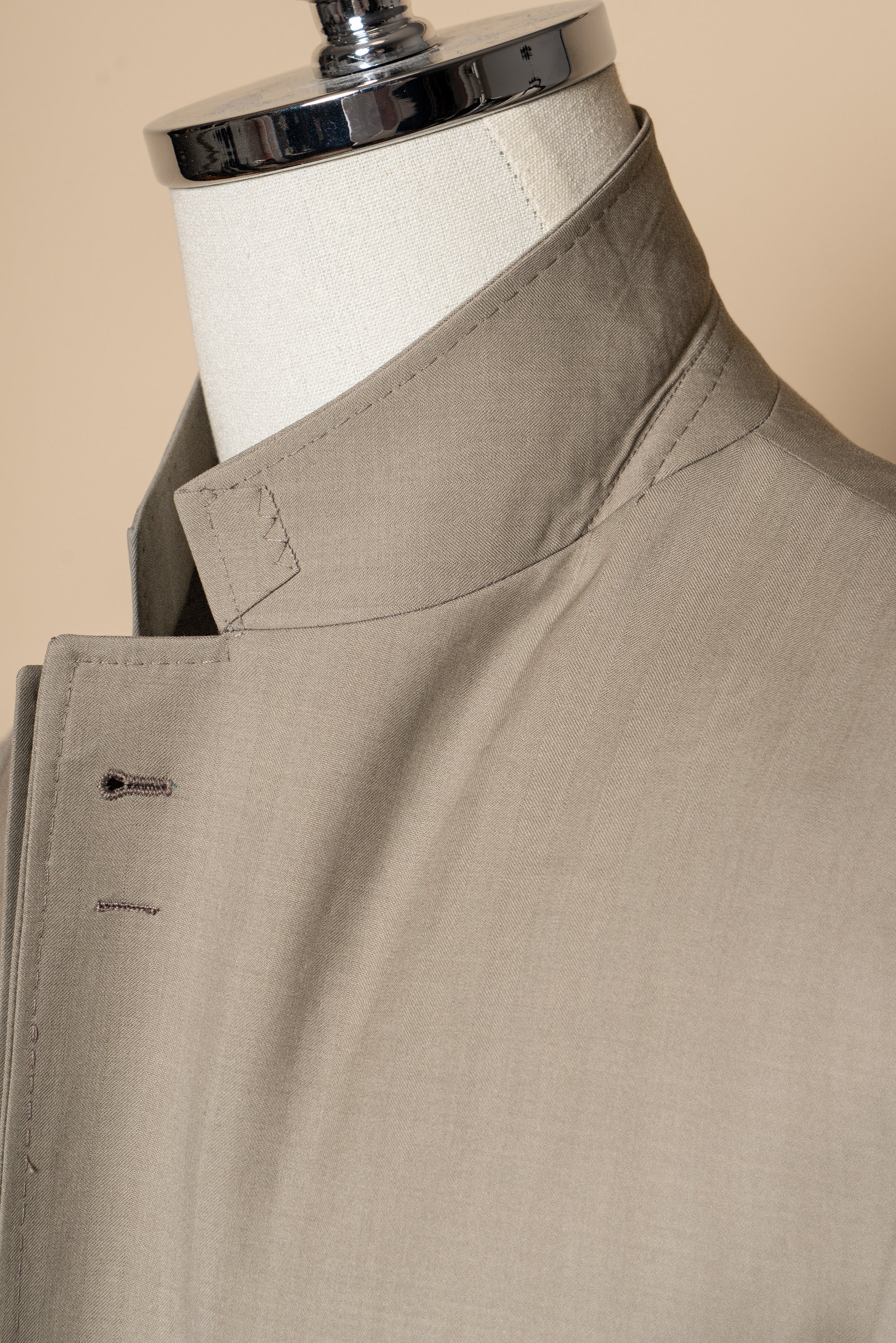 MTO Khaki Herringbone 16 Micron 140s Suit #413