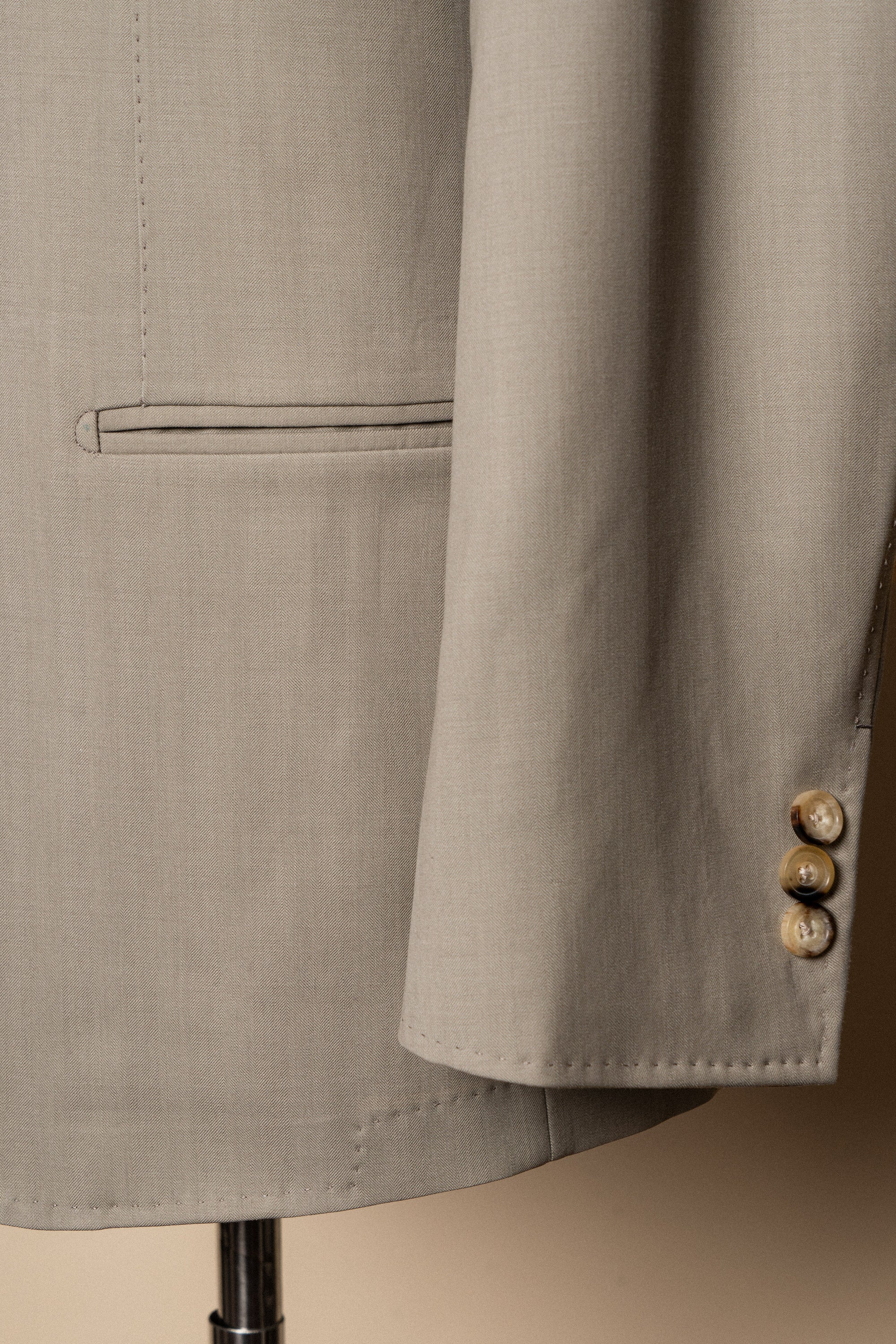 MTO Khaki Herringbone 16 Micron 140s Suit #413