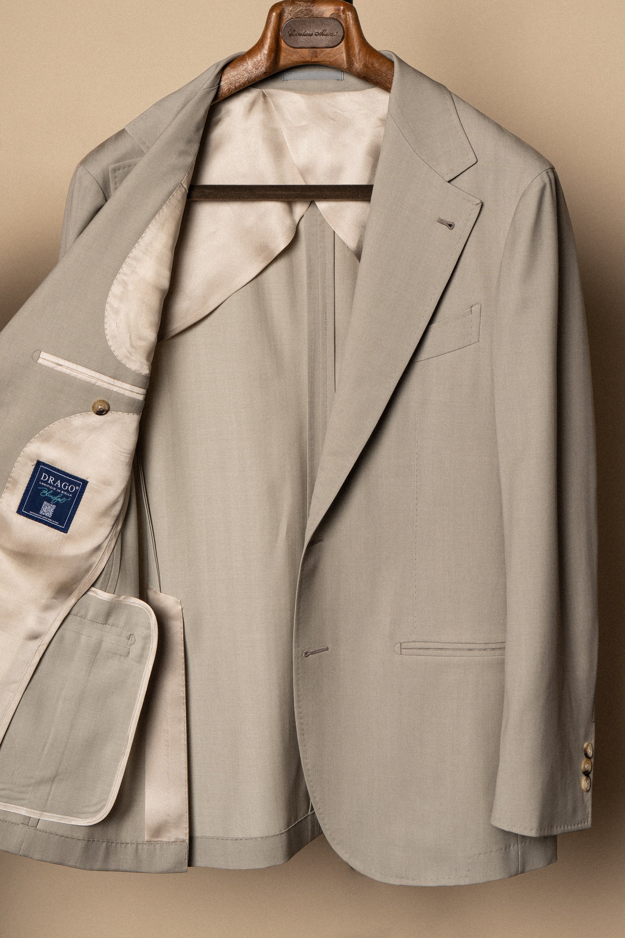 MTO Khaki Herringbone 16 Micron 140s Suit #413