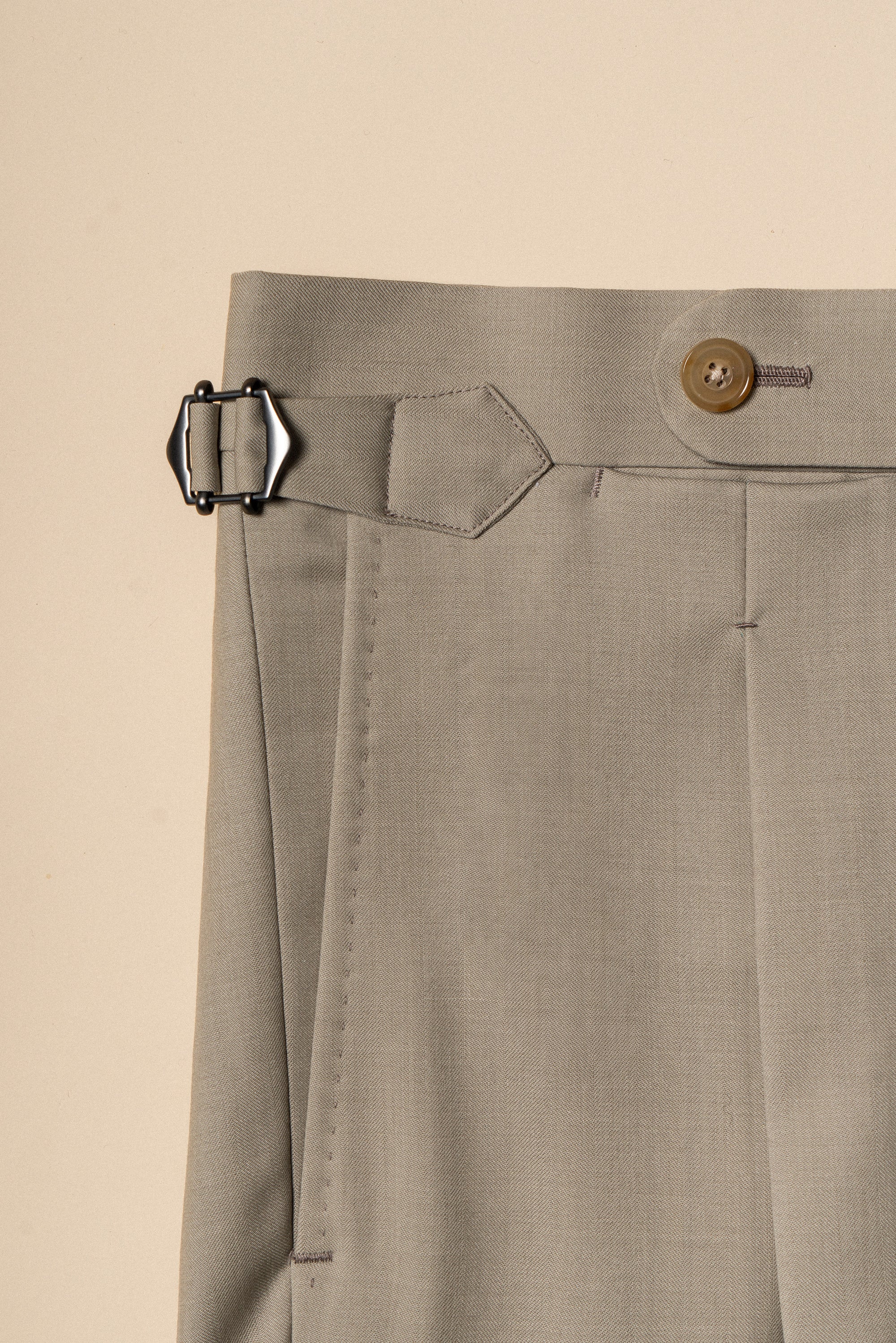 MTO Khaki Herringbone 16 Micron 140s Suit #413