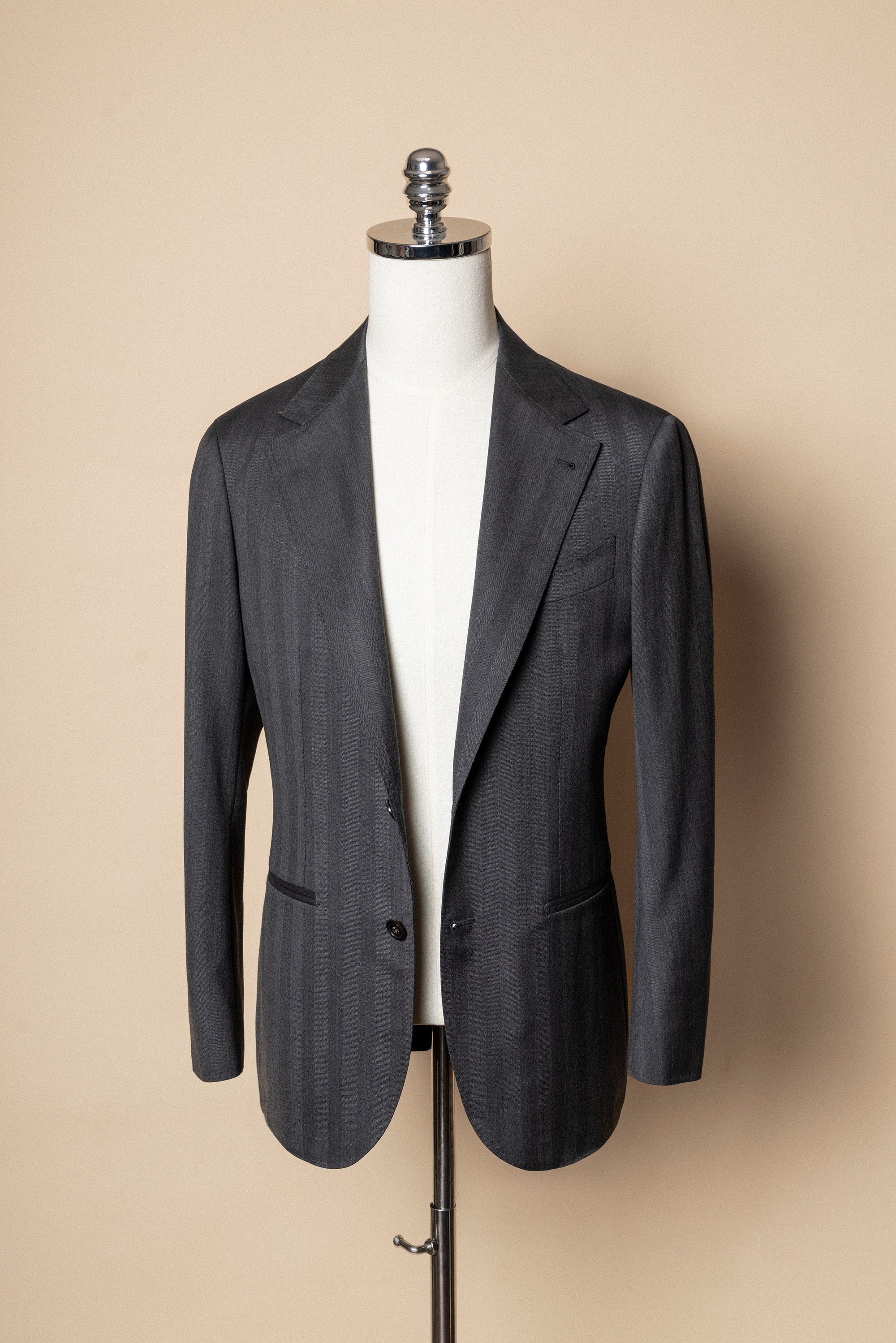 MTO Grey Herringbone 15 Micron 160s Suit #426