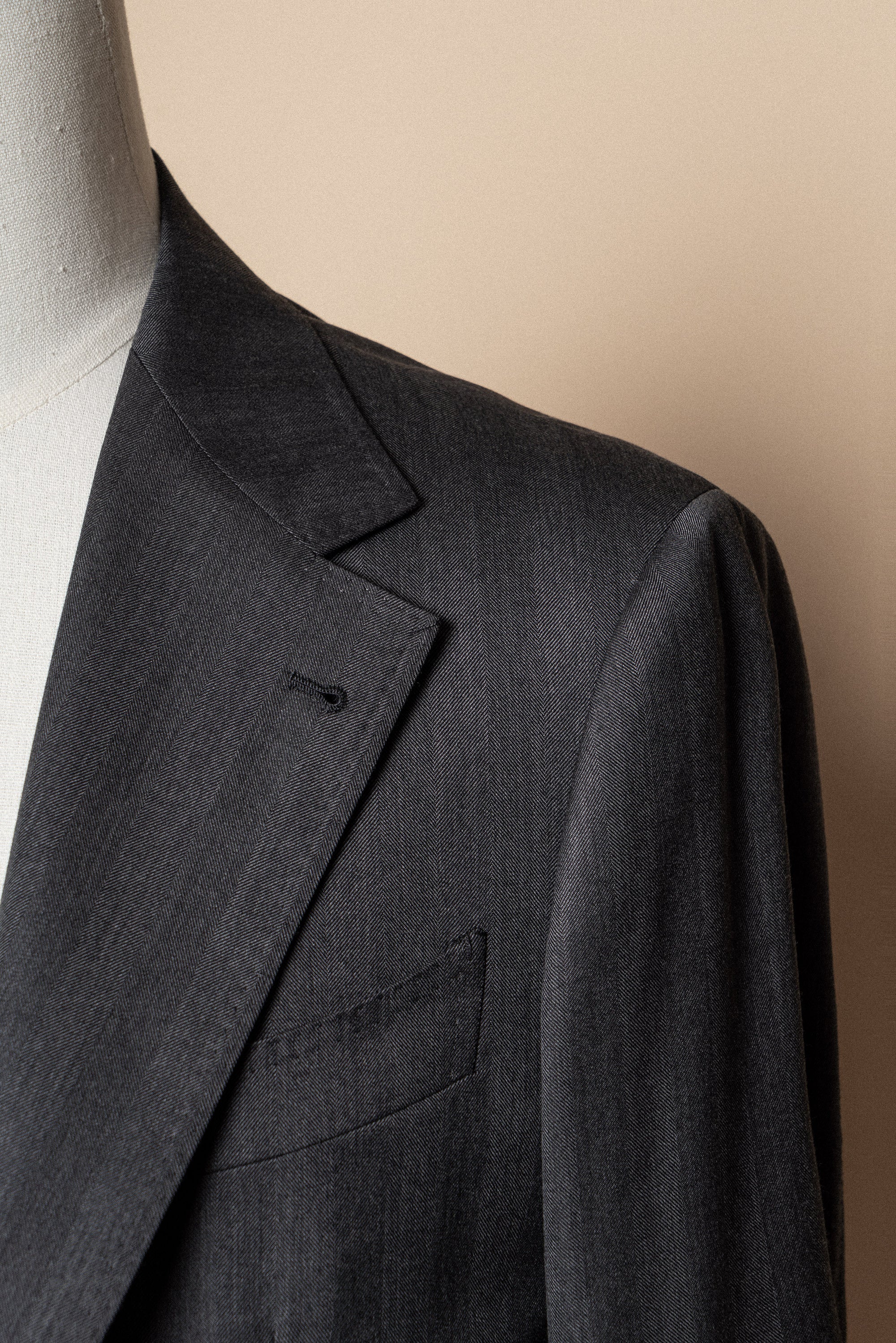 MTO Grey Herringbone 15 Micron 160s Suit #426