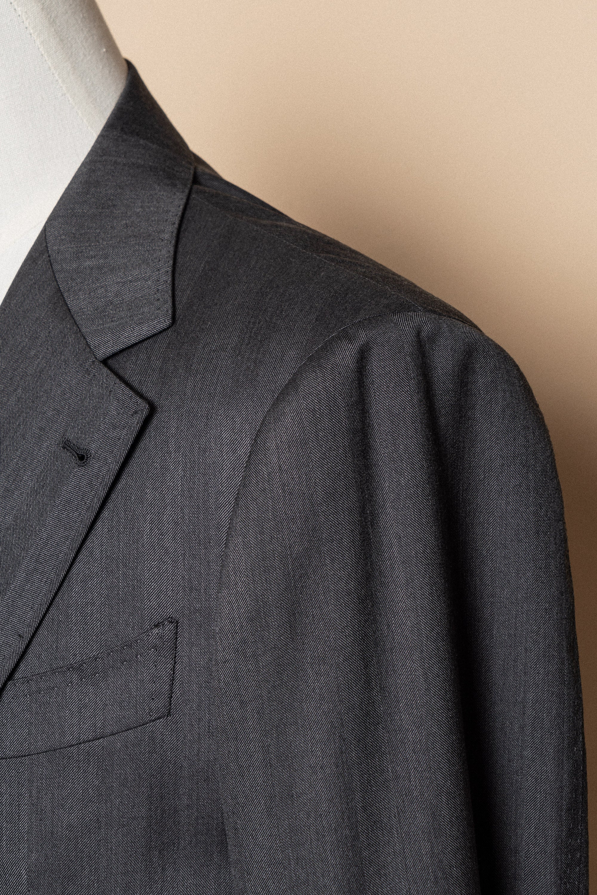 MTO Grey Herringbone 15 Micron 160s Suit #426