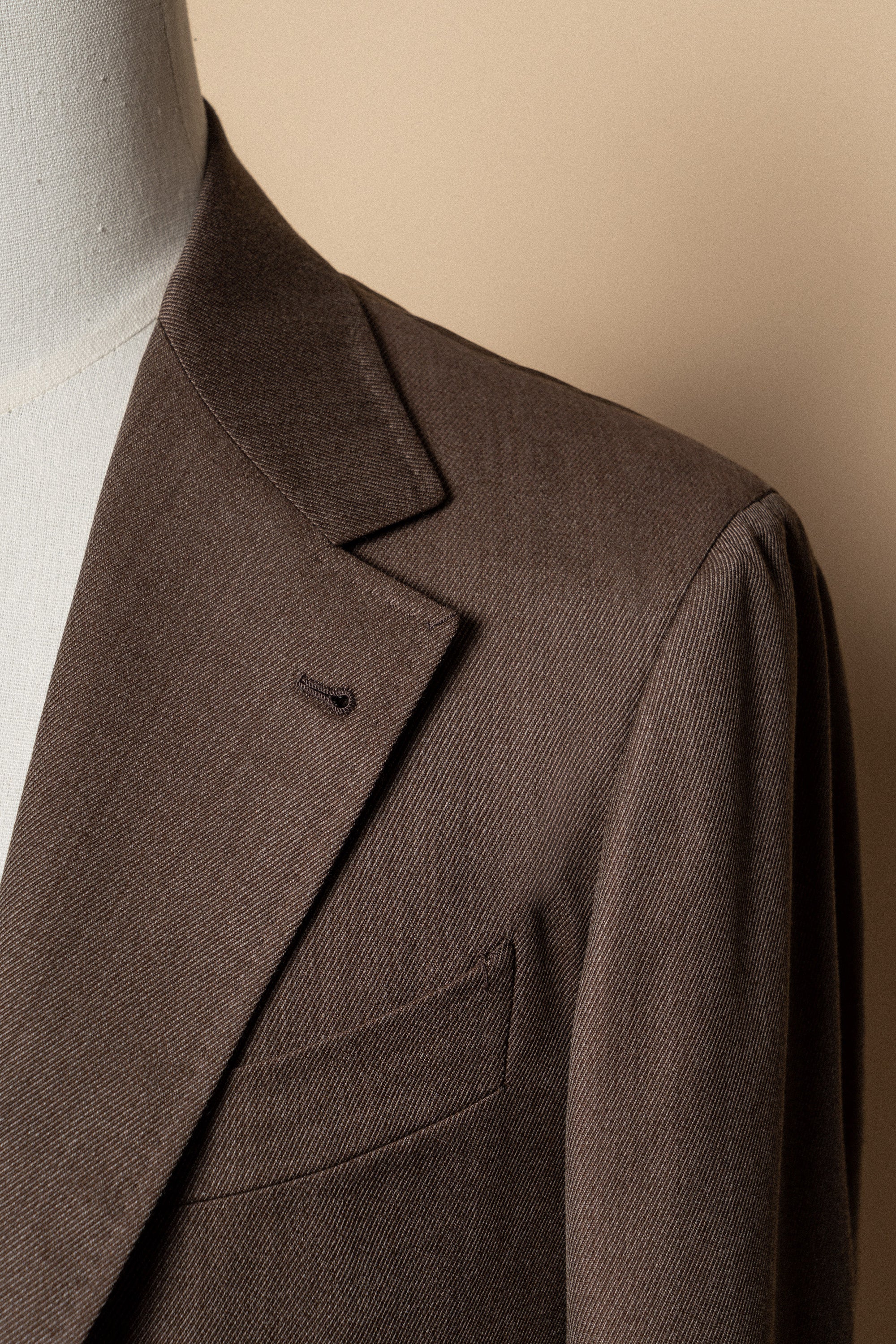 MTO Brown Whipcord 130s Wool Suit #423