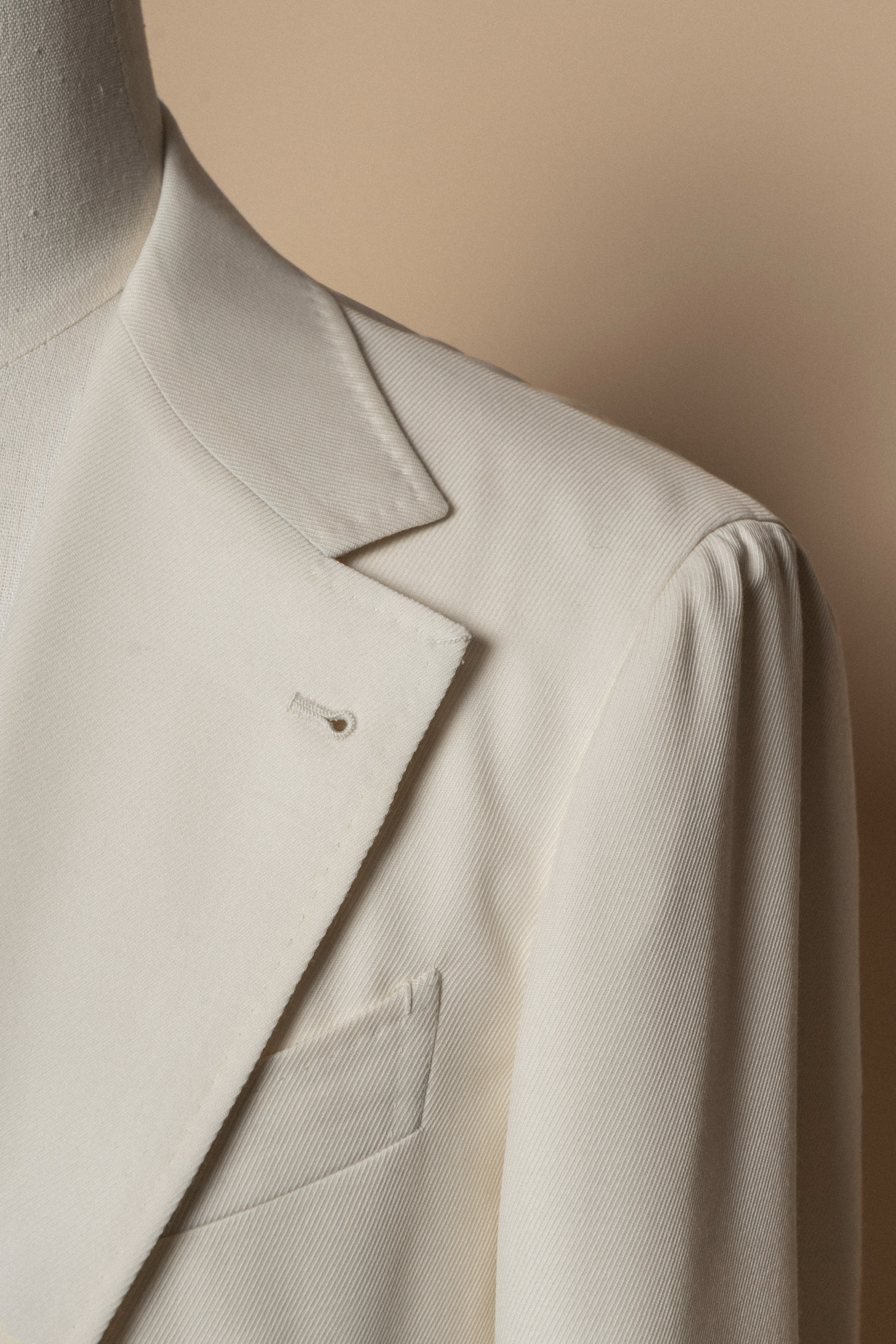 MTO Ivory Cavalry Twill 130s Wool Suit #424