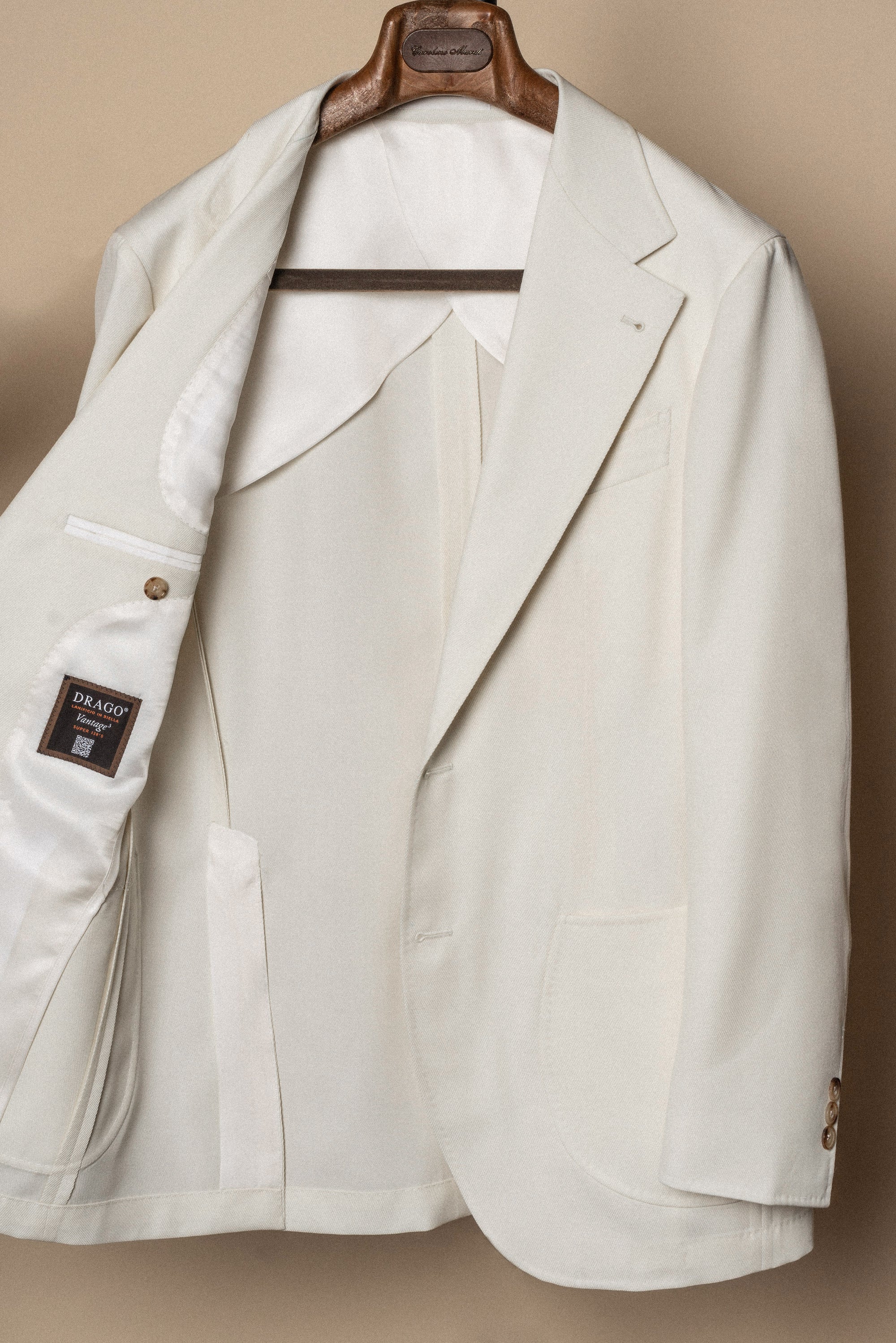MTO Ivory Cavalry Twill 130s Wool Suit #424