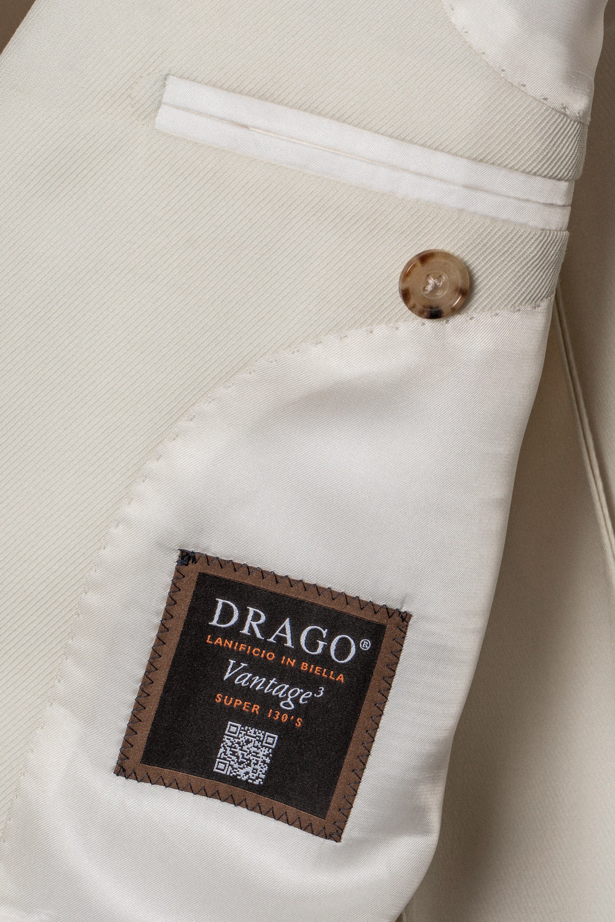 MTO Ivory Cavalry Twill 130s Wool Suit #424
