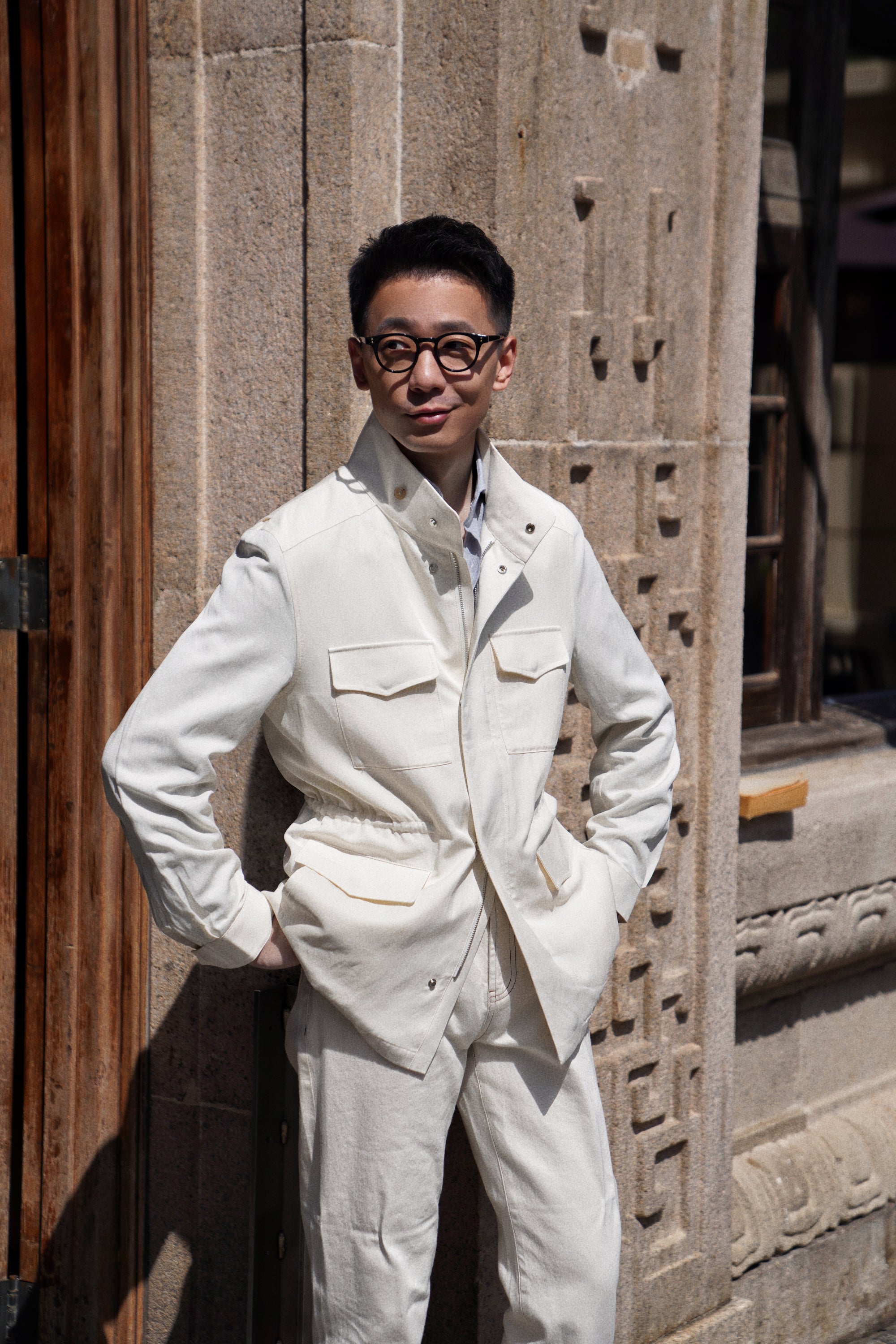 Ivory Tencel Linen Cotton M65 Jacket