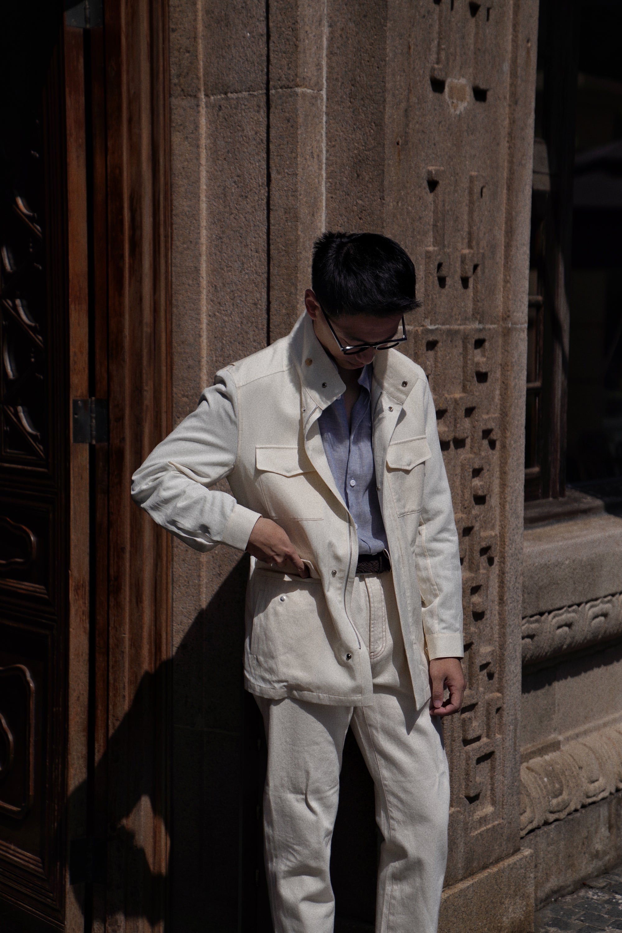 Ivory Tencel Linen Cotton M65 Jacket