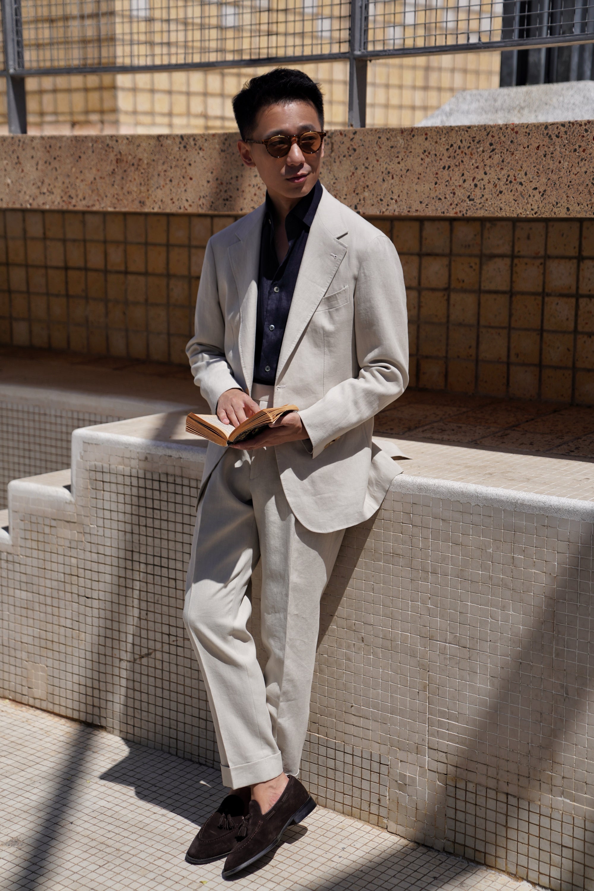 MTO Limestone Linen Suit #02