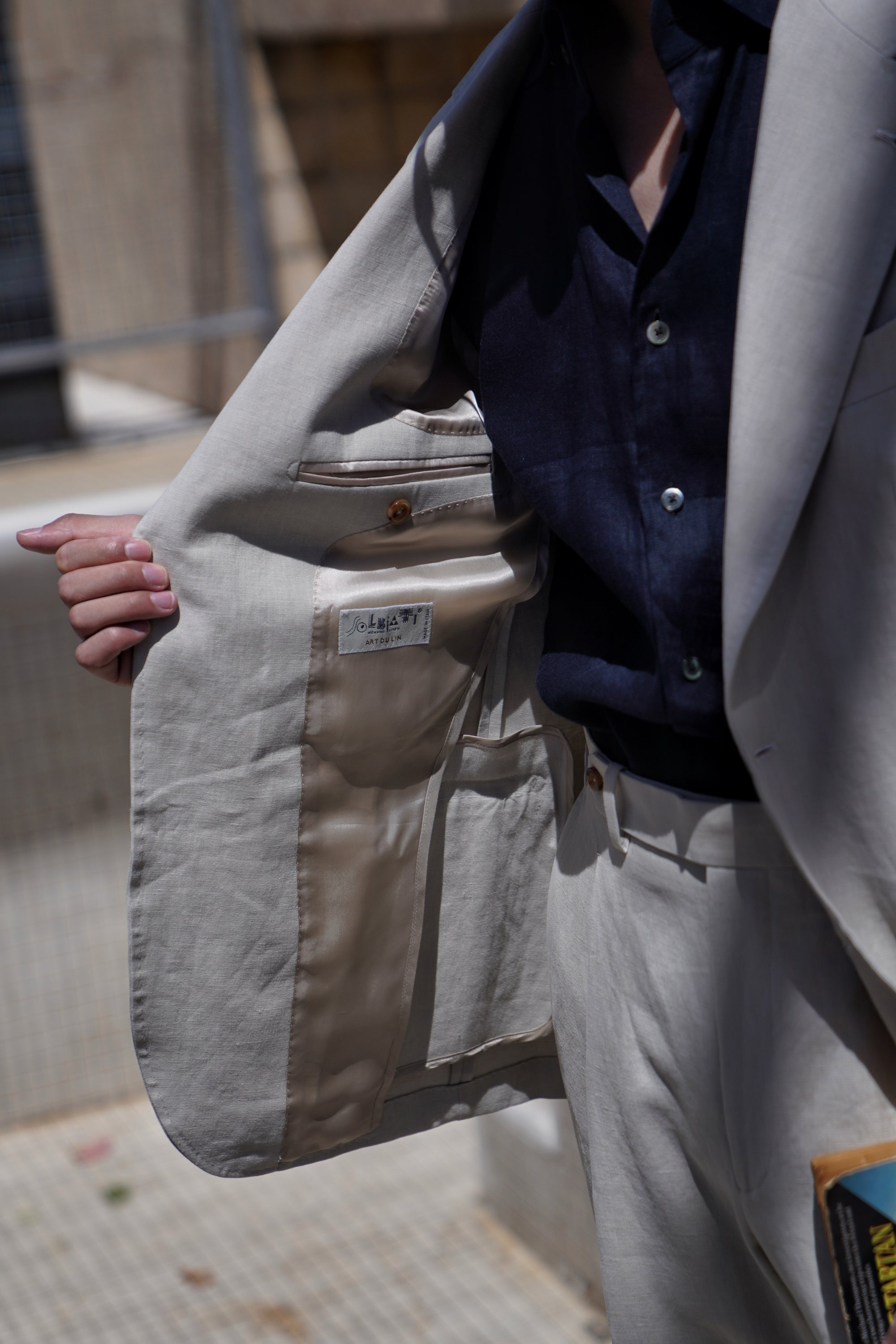 MTO Limestone Linen Suit #02