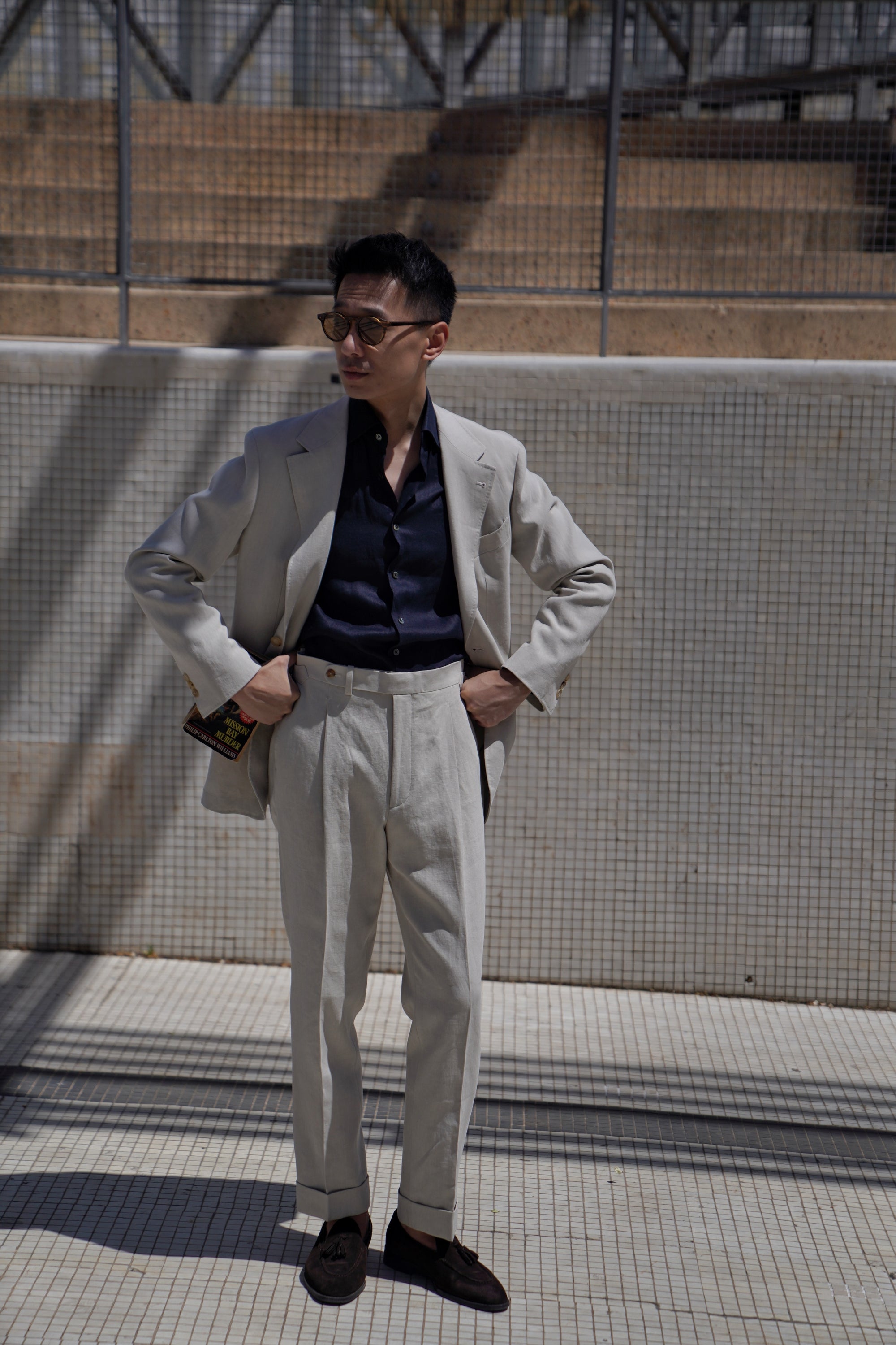 MTO Limestone Linen Suit #02