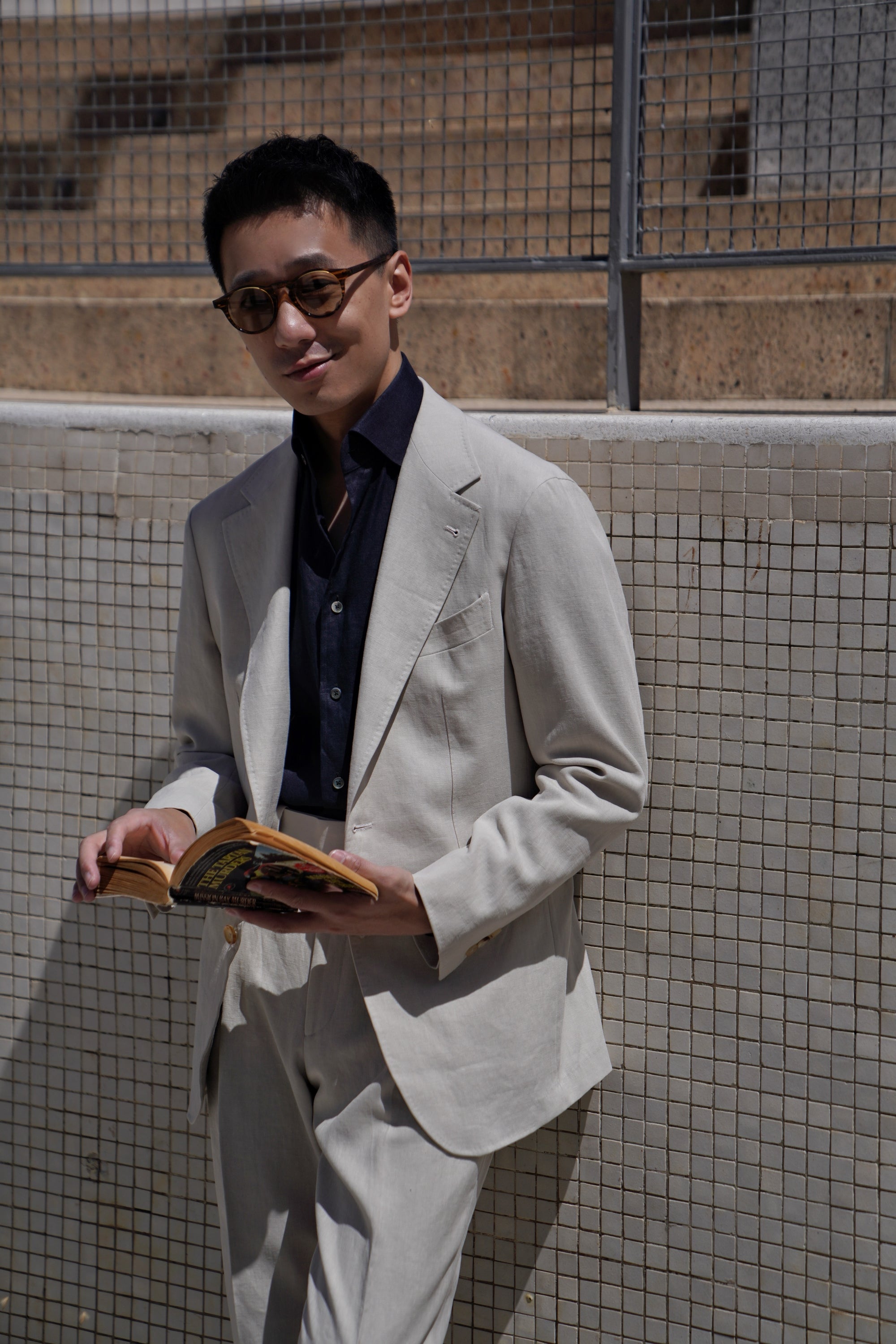 MTO Limestone Linen Suit #02