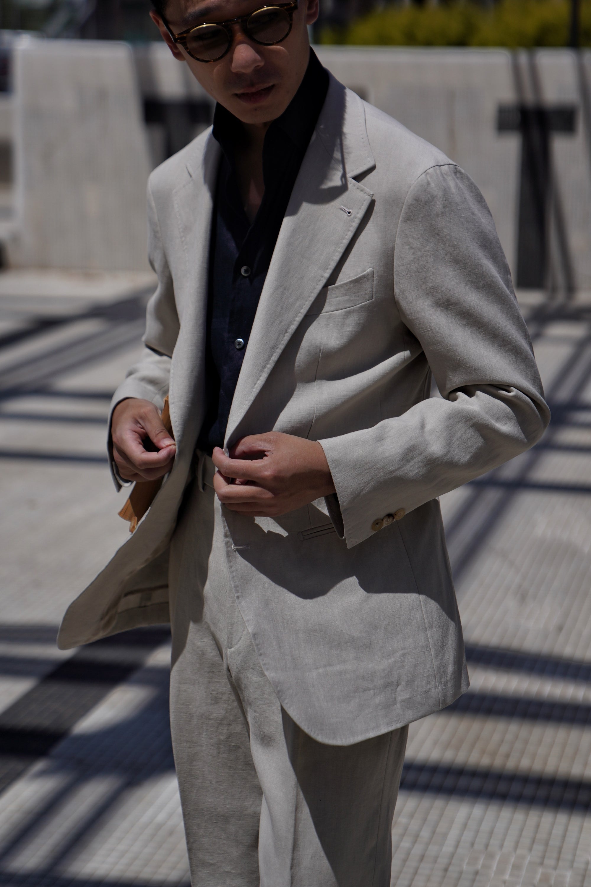 MTO Limestone Linen Suit #02
