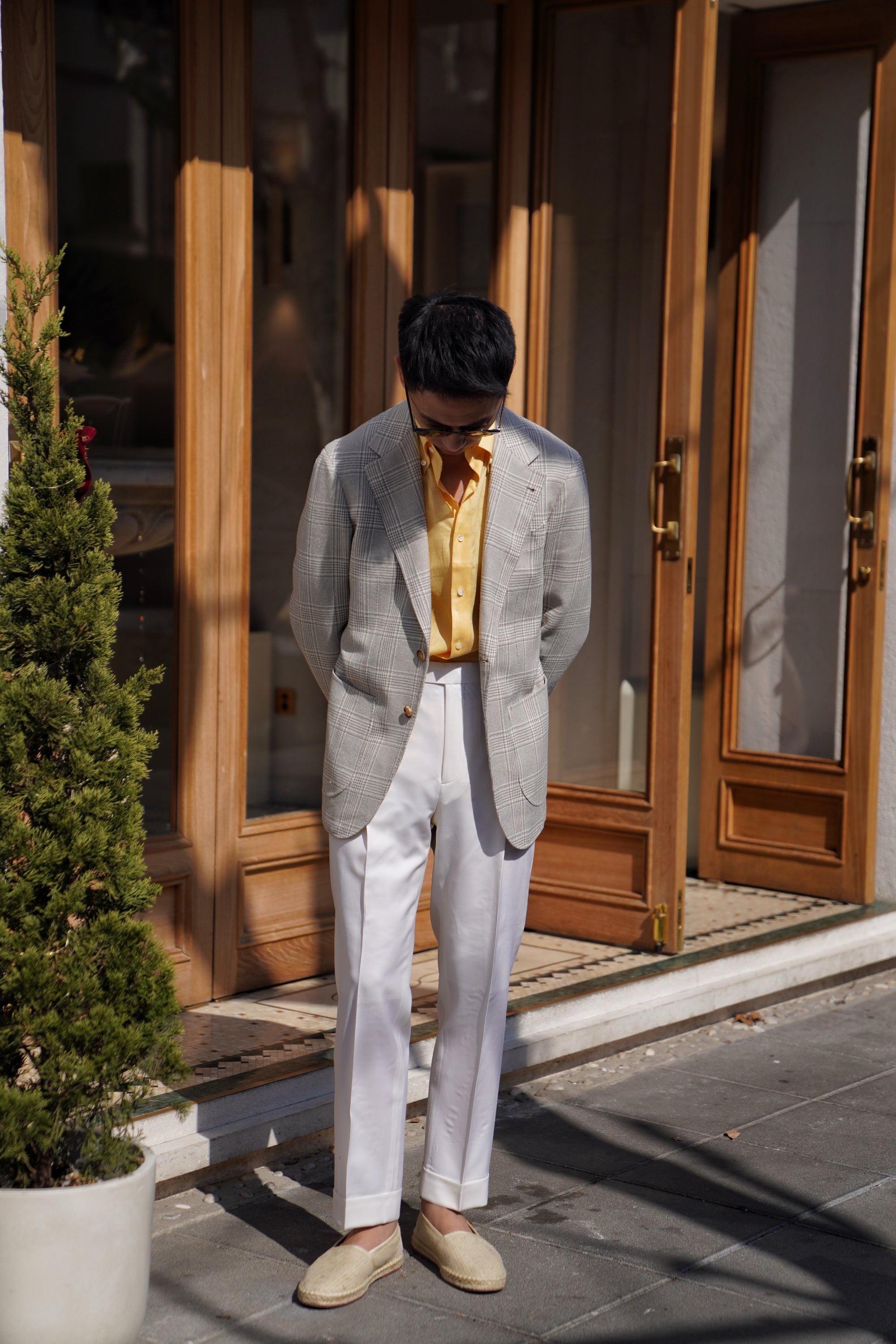 MTO Lemon / Emerald Linen Shirt