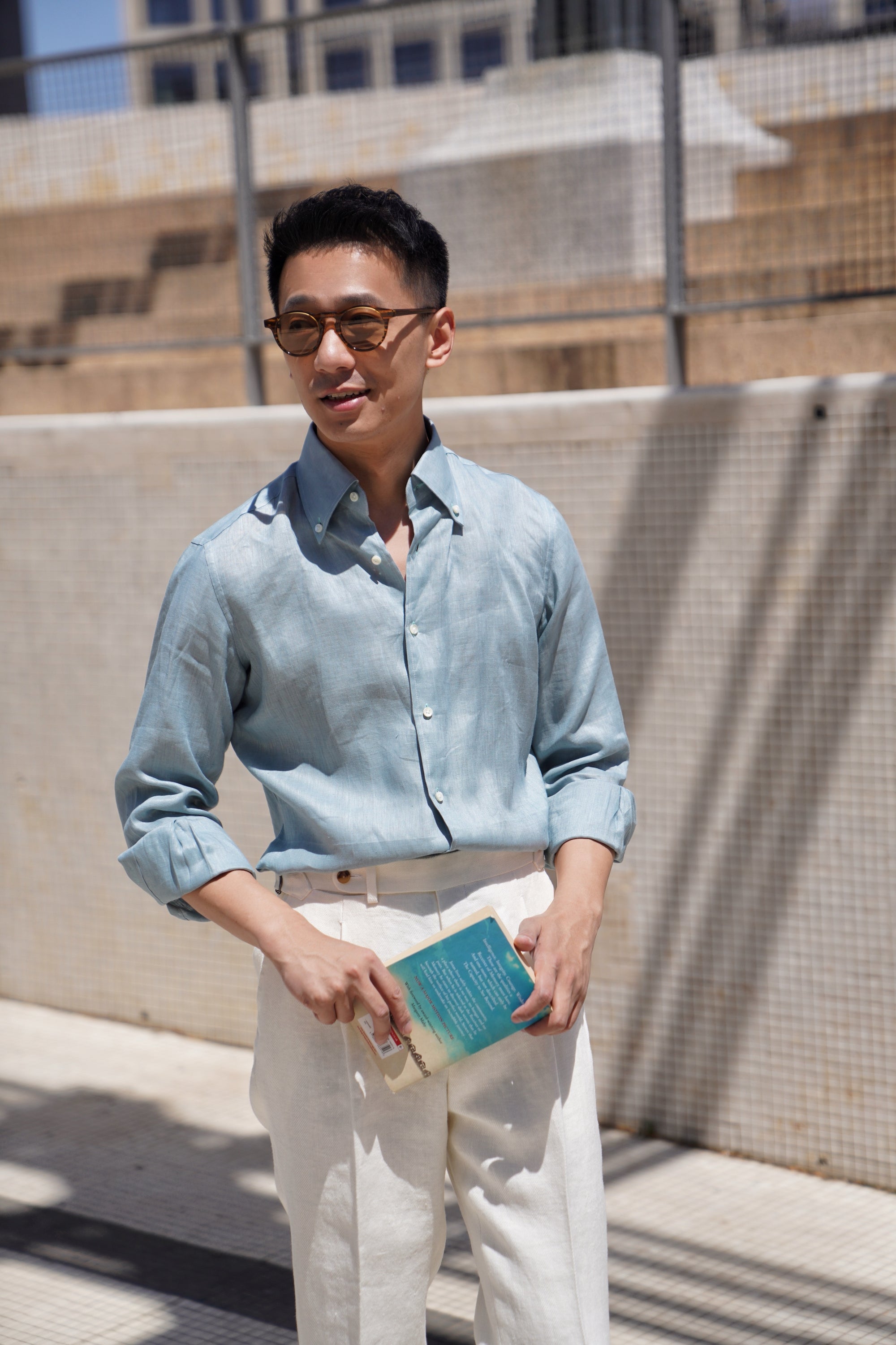 MTO Lemon / Emerald Linen Shirt