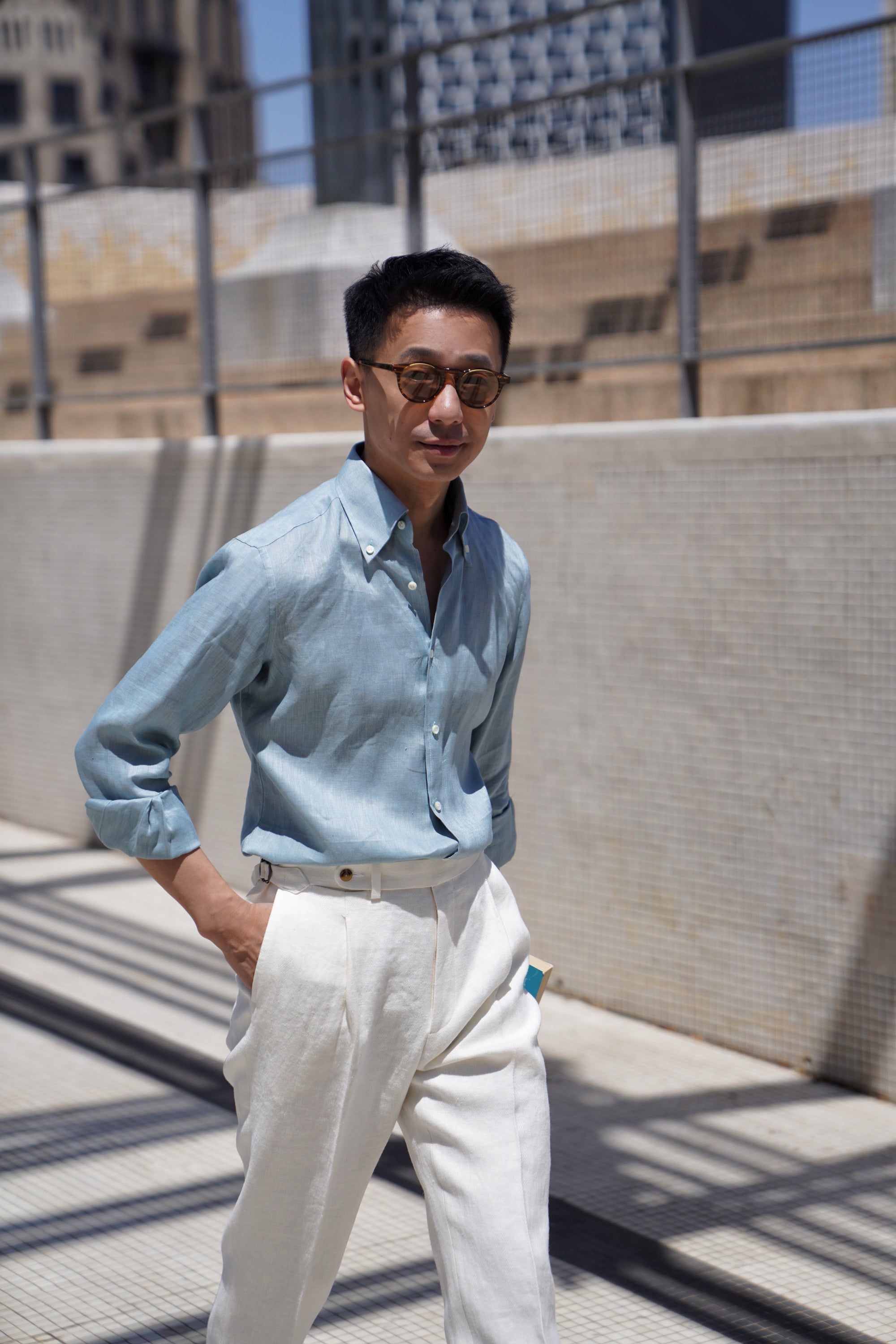 MTO Lemon / Emerald Linen Shirt