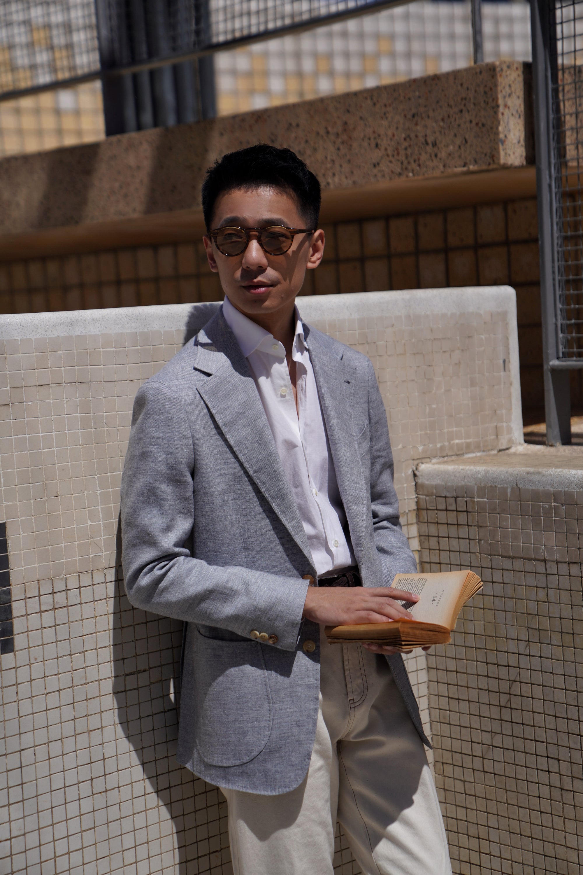 Pale Blue Linen Wool Jacket #294