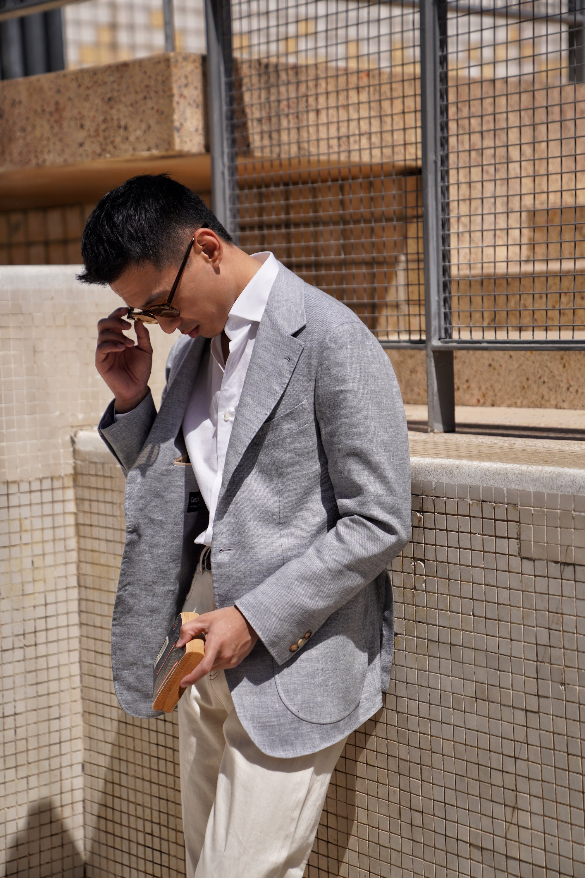 Pale Blue Linen Wool Jacket #294