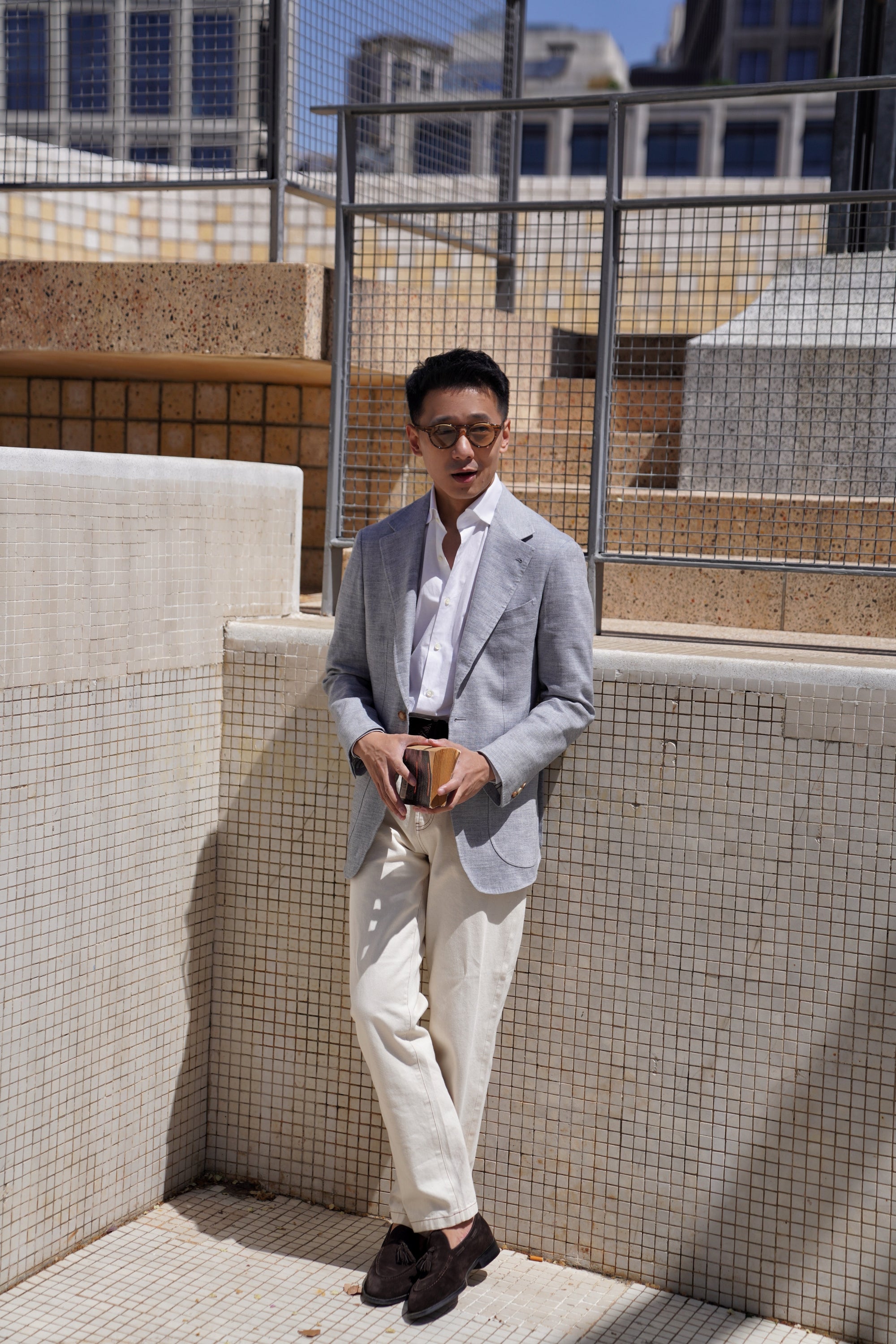 Pale Blue Linen Wool Jacket #294
