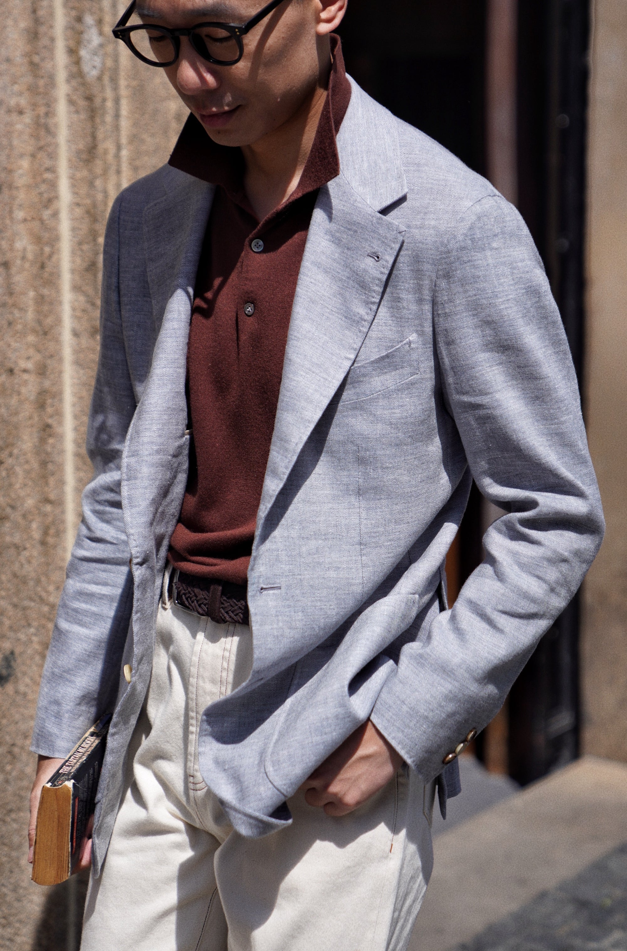 Pale Blue Linen Wool Jacket #294