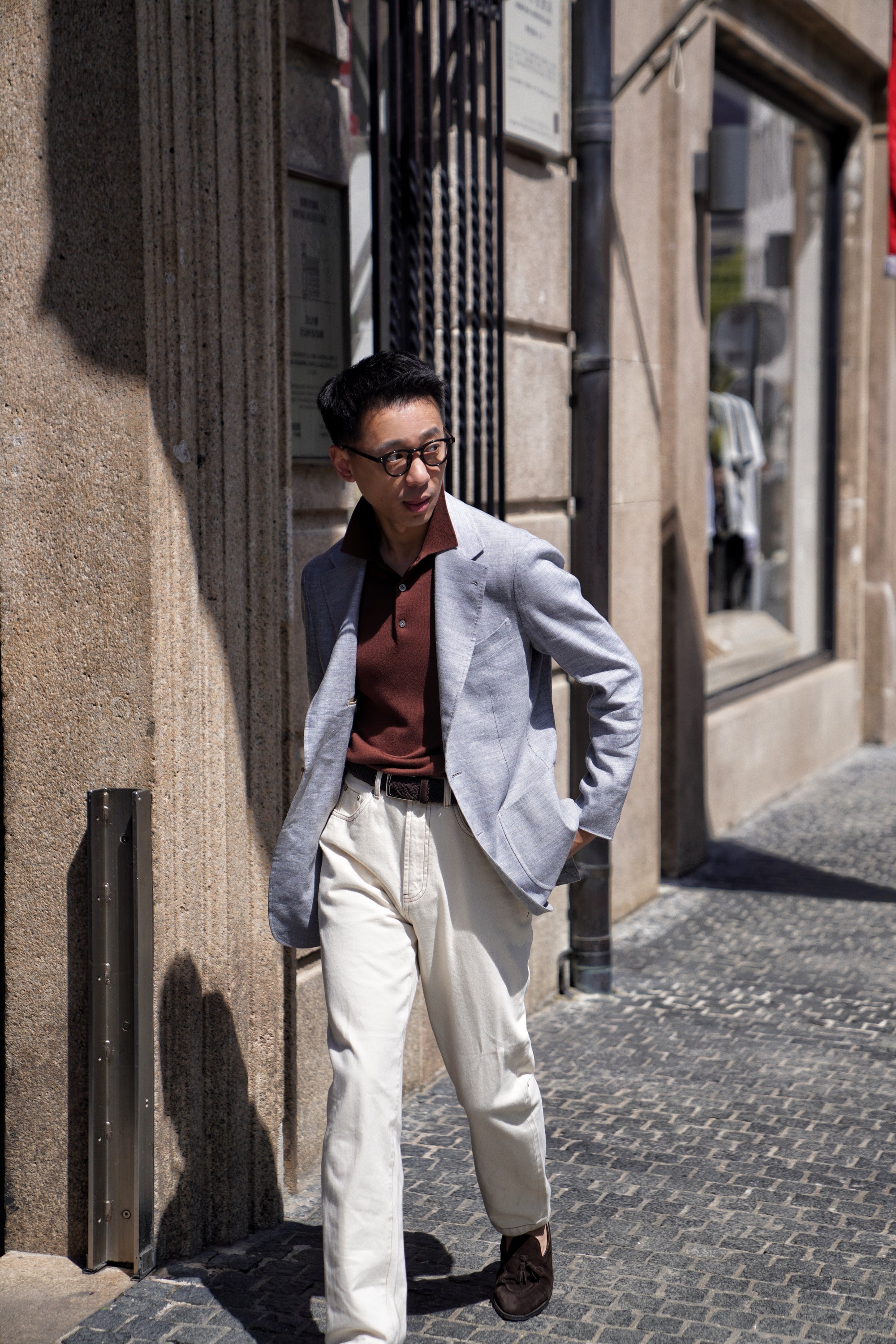 Pale Blue Linen Wool Jacket #294