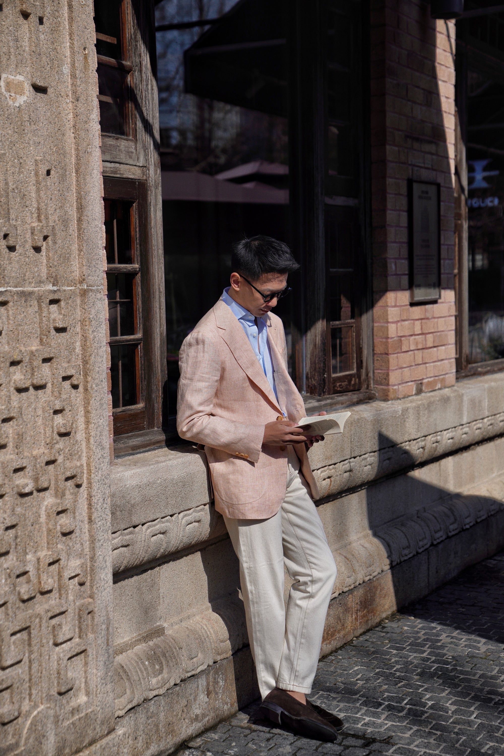 Tangerine Micro Houndstooth Linen Jacket #310