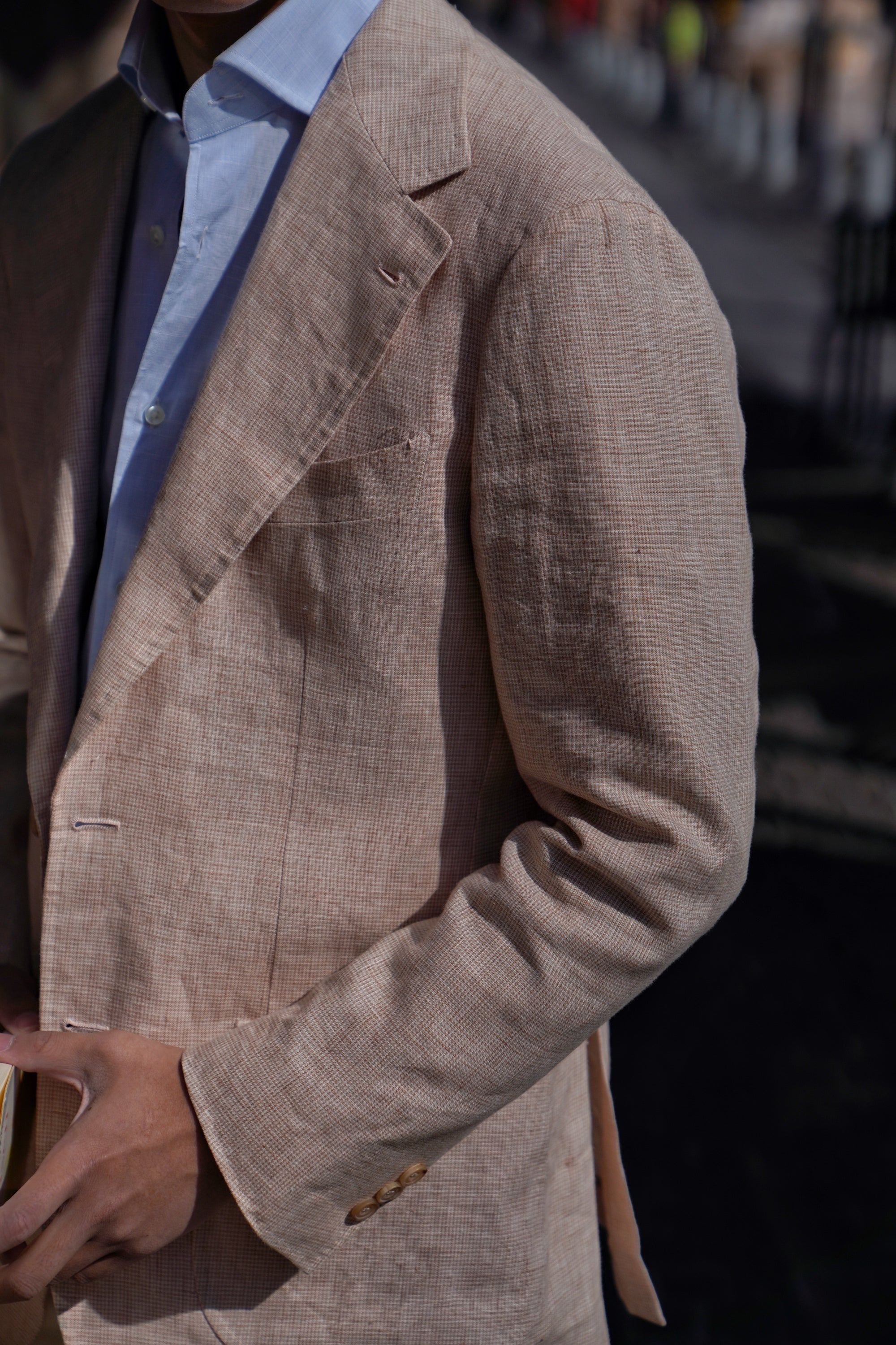 Tangerine Micro Houndstooth Linen Jacket #310