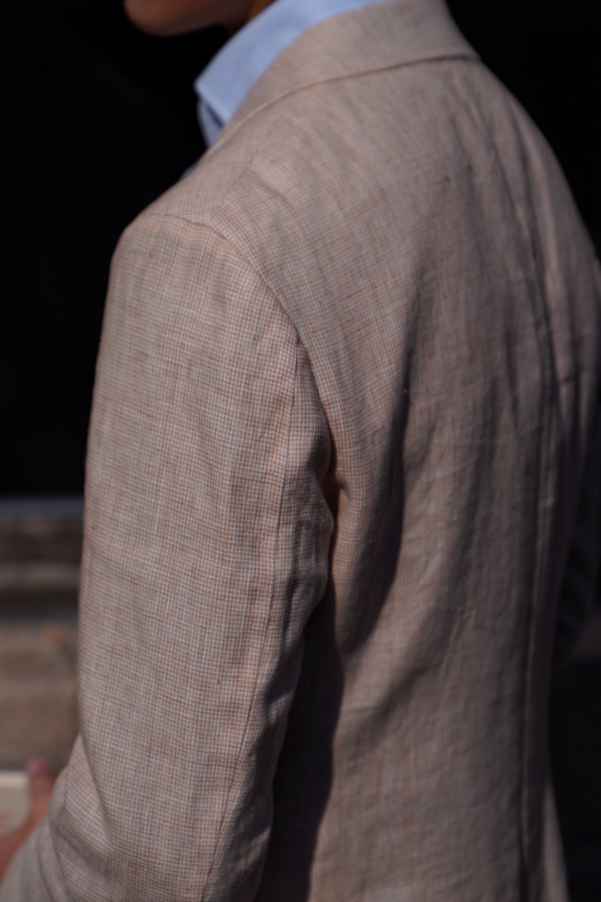 Tangerine Micro Houndstooth Linen Jacket #310