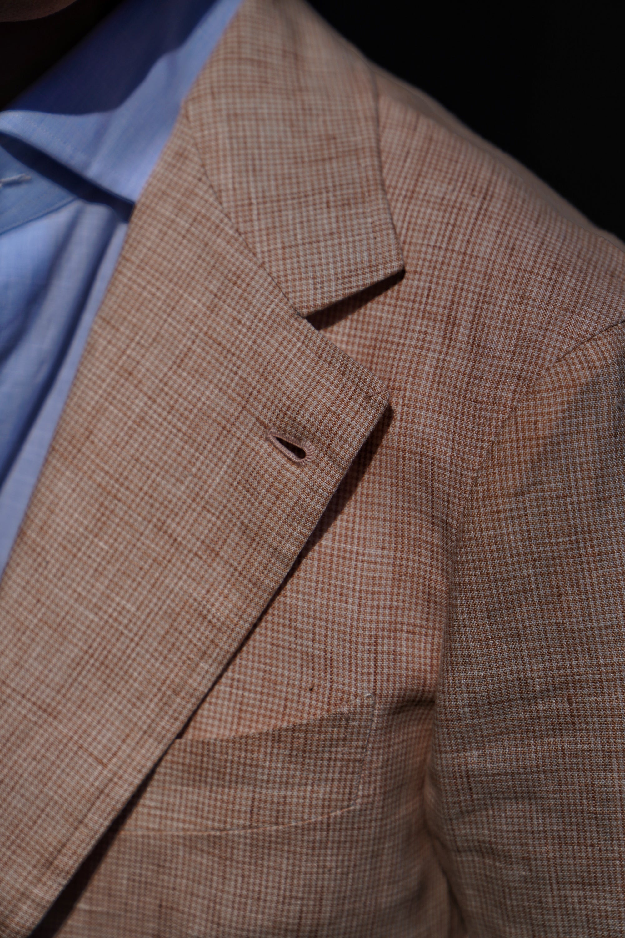 Tangerine Micro Houndstooth Linen Jacket #310