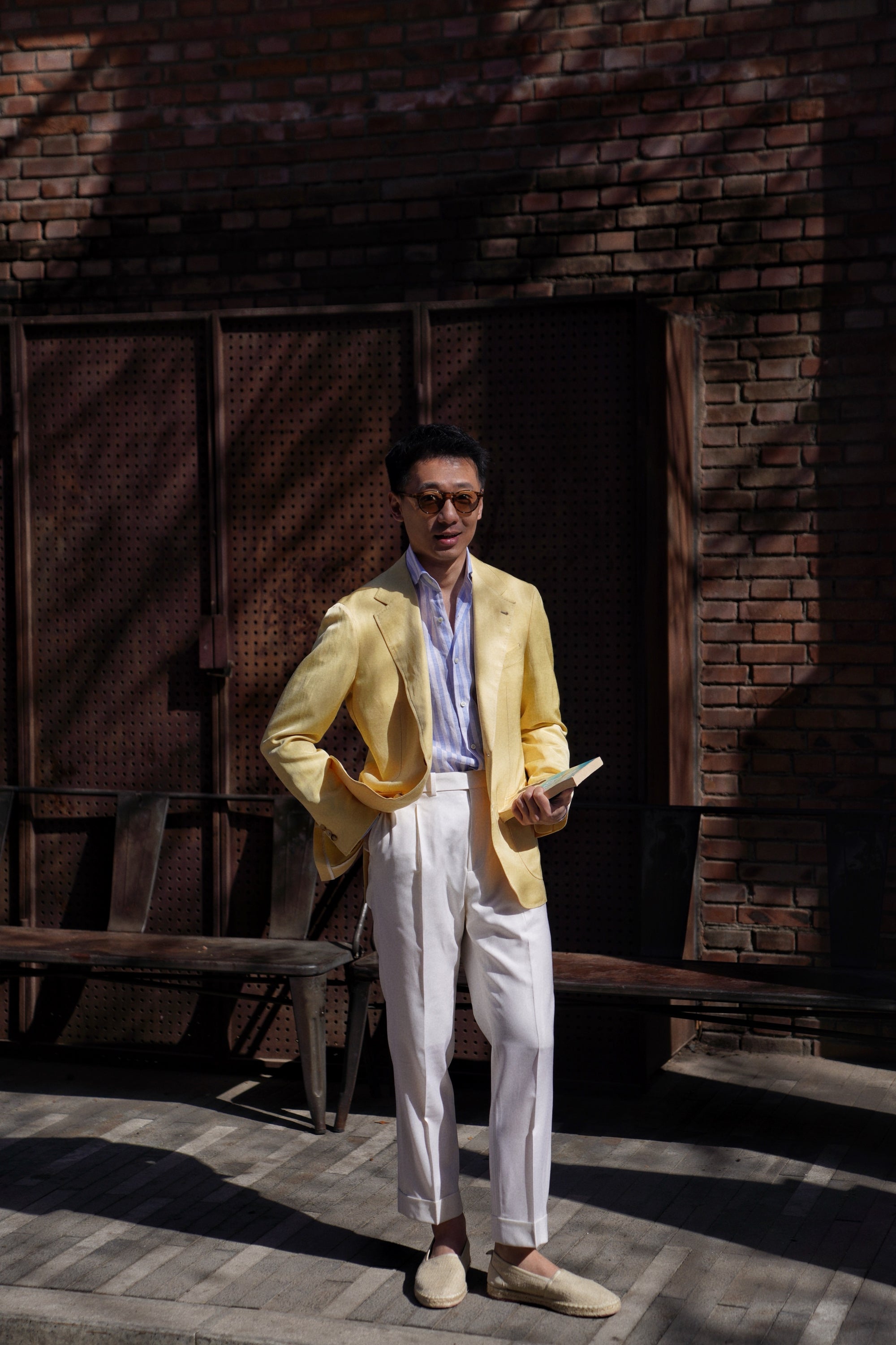 MTO Pale Blue Stipe Linen Shirt #431