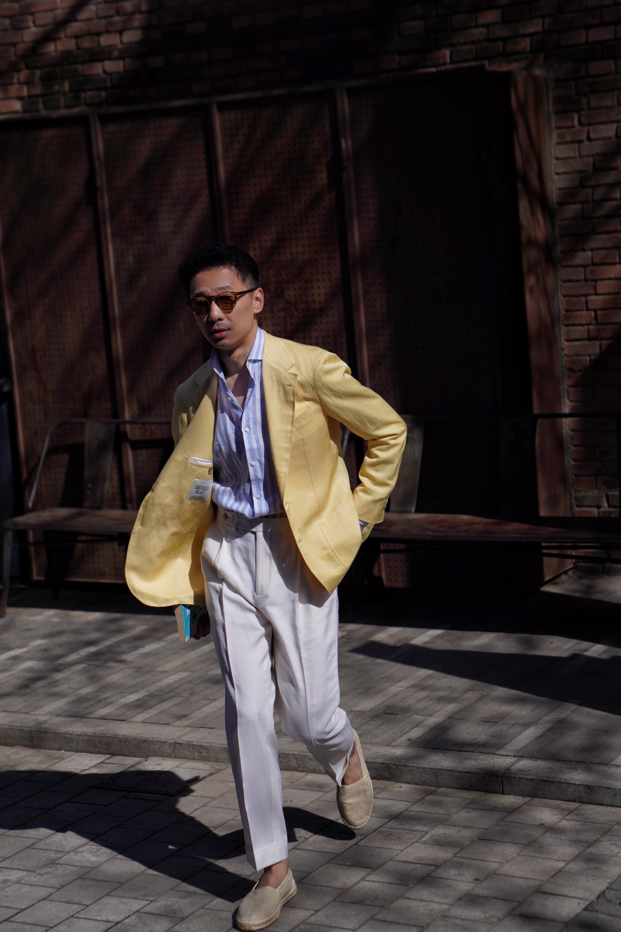 MTO Pale Blue Stipe Linen Shirt #431