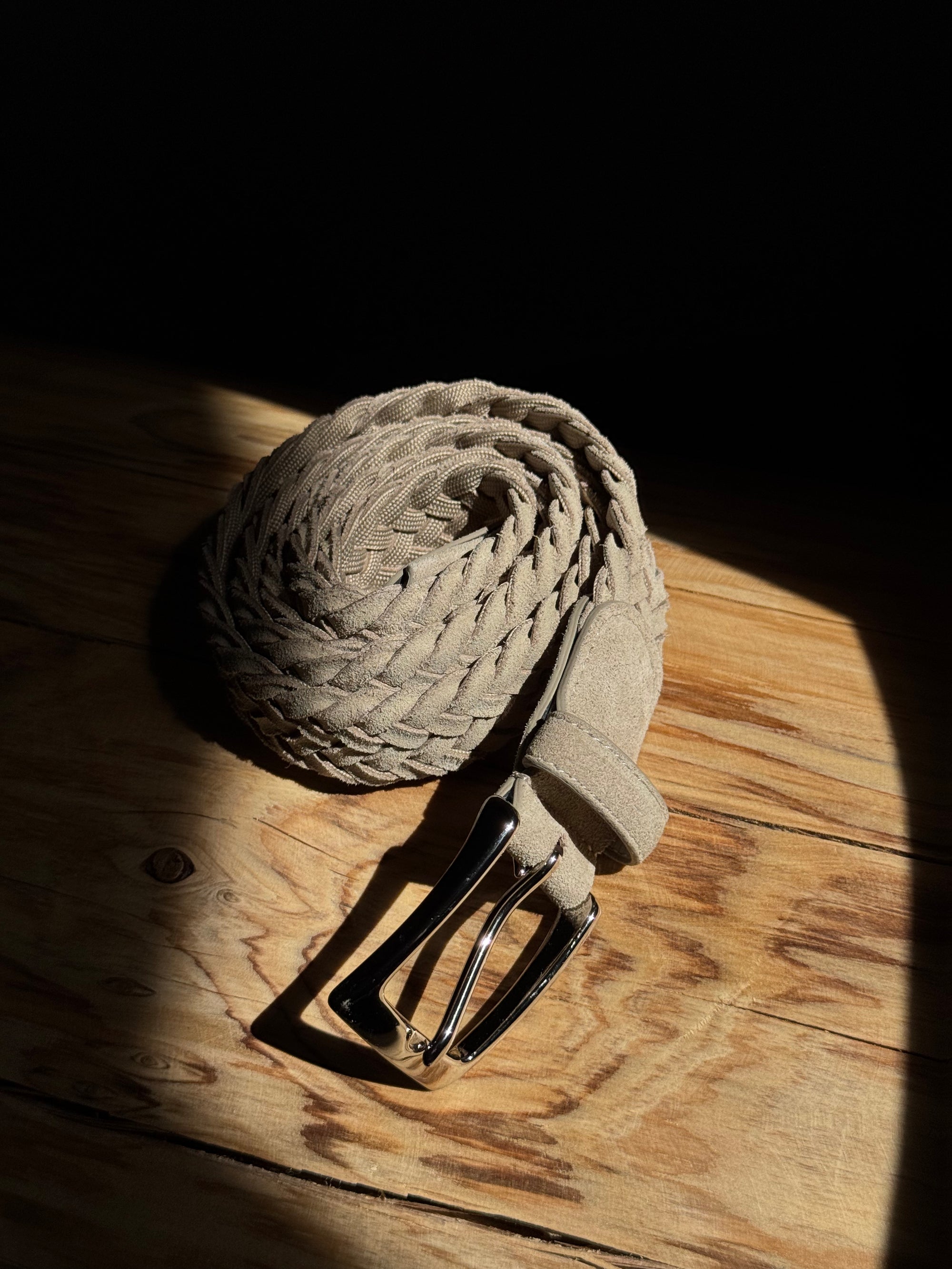 Khaki Knitted Suede Belt