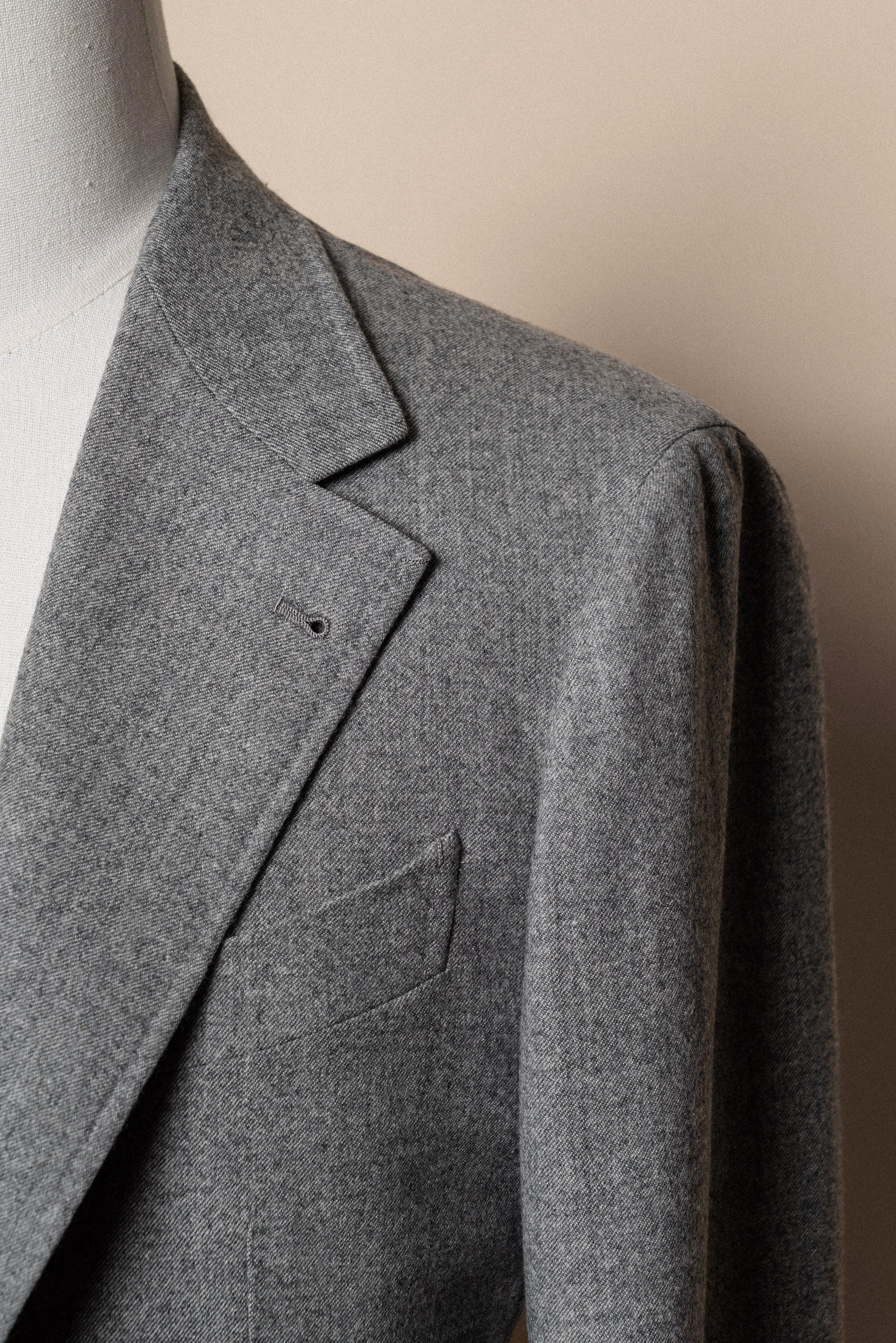 MTO Grey Melange Twill Flannel Suit #408