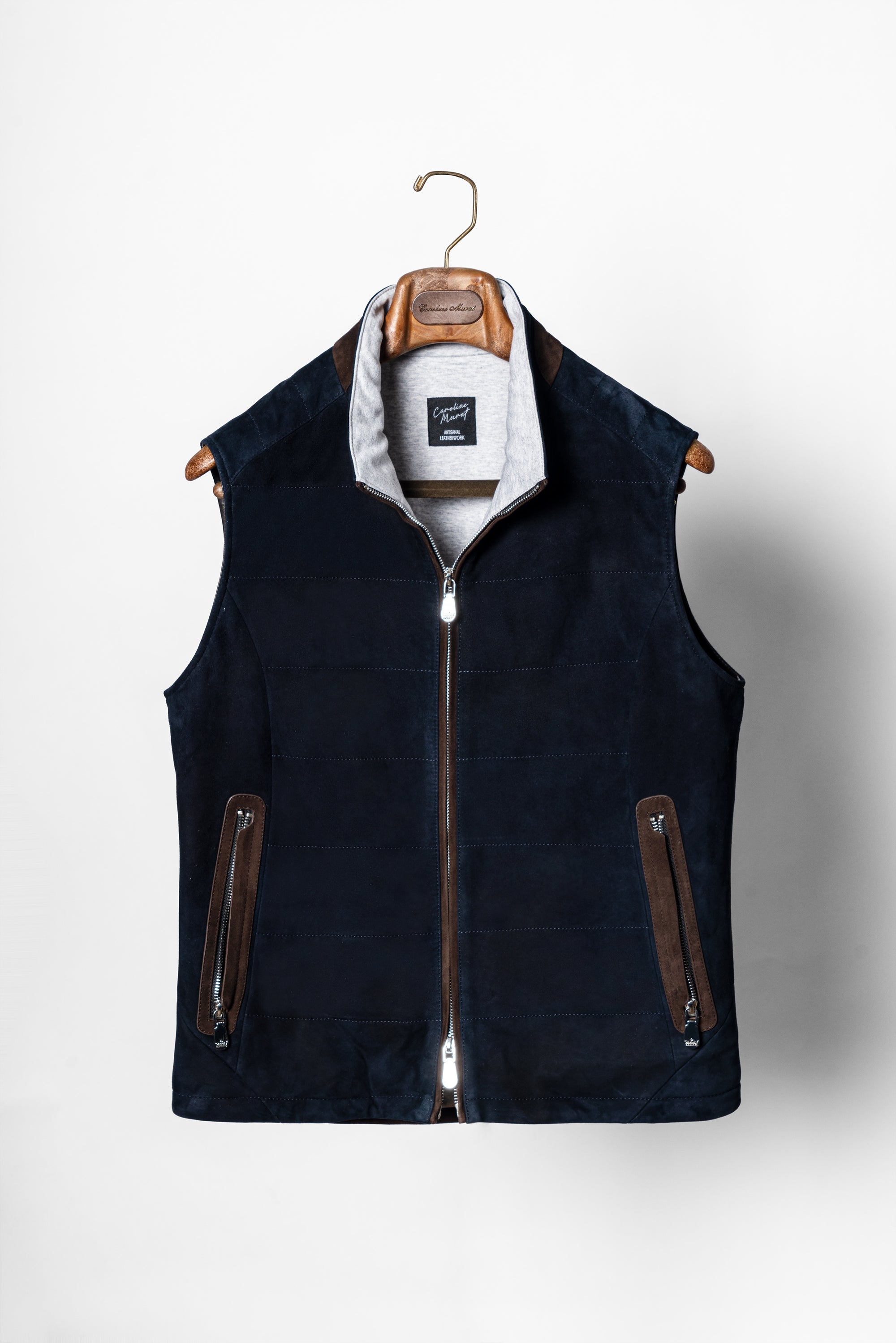[Preorder] Navy Sheepskin Suede Gilet