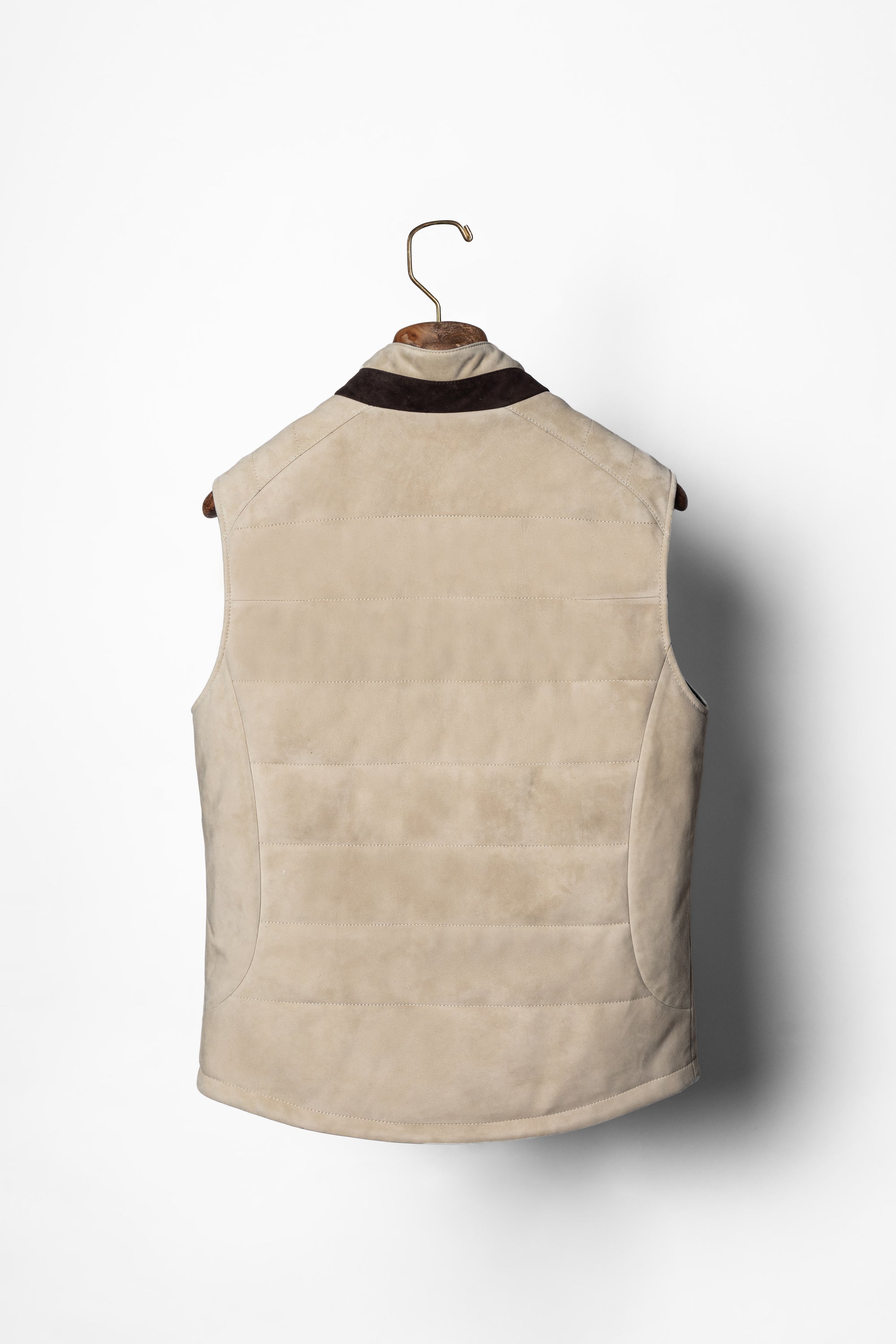 [Preorder] Beige Camel Sheepskin Suede Gilet