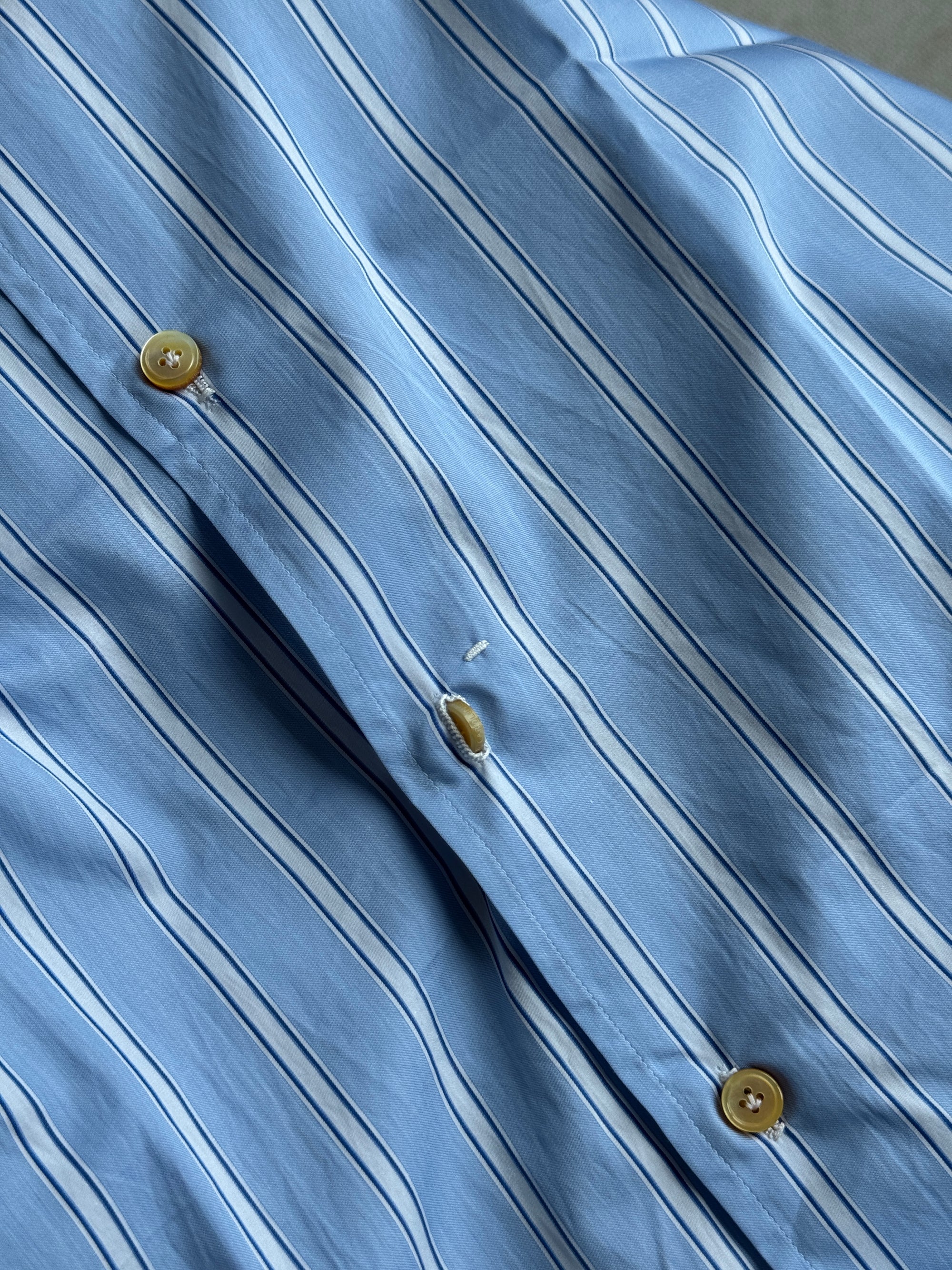 MTO Hand-stitched Pale Blue Stripe Shirt #38